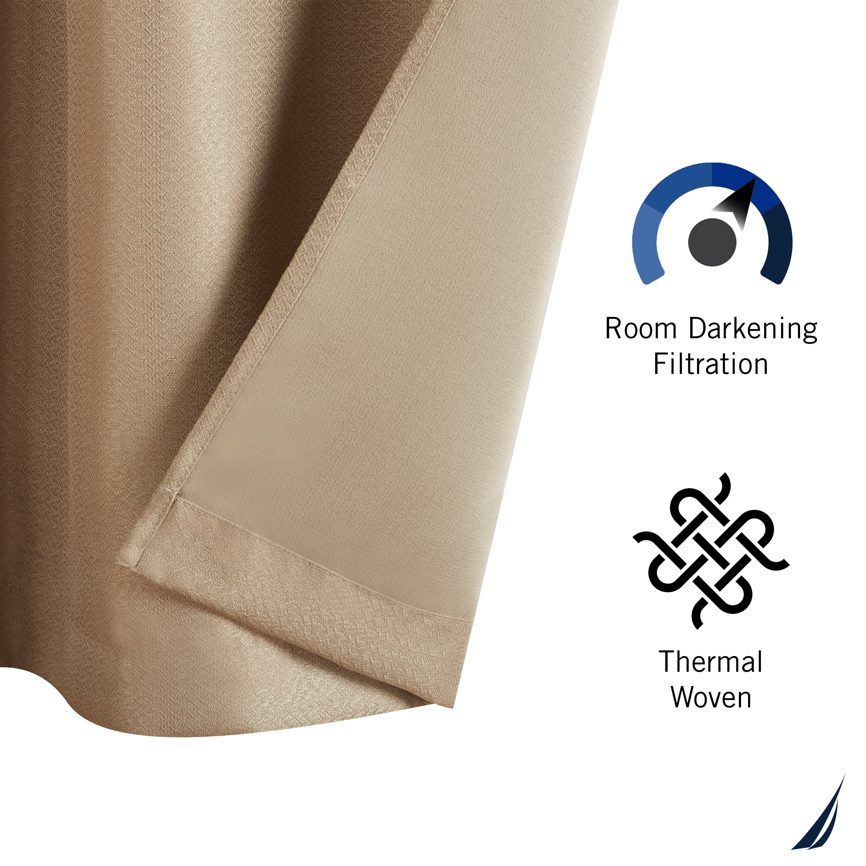 Nautica Milton Thermal Woven Room Darkening Grommet Window Curtain Panel Pair