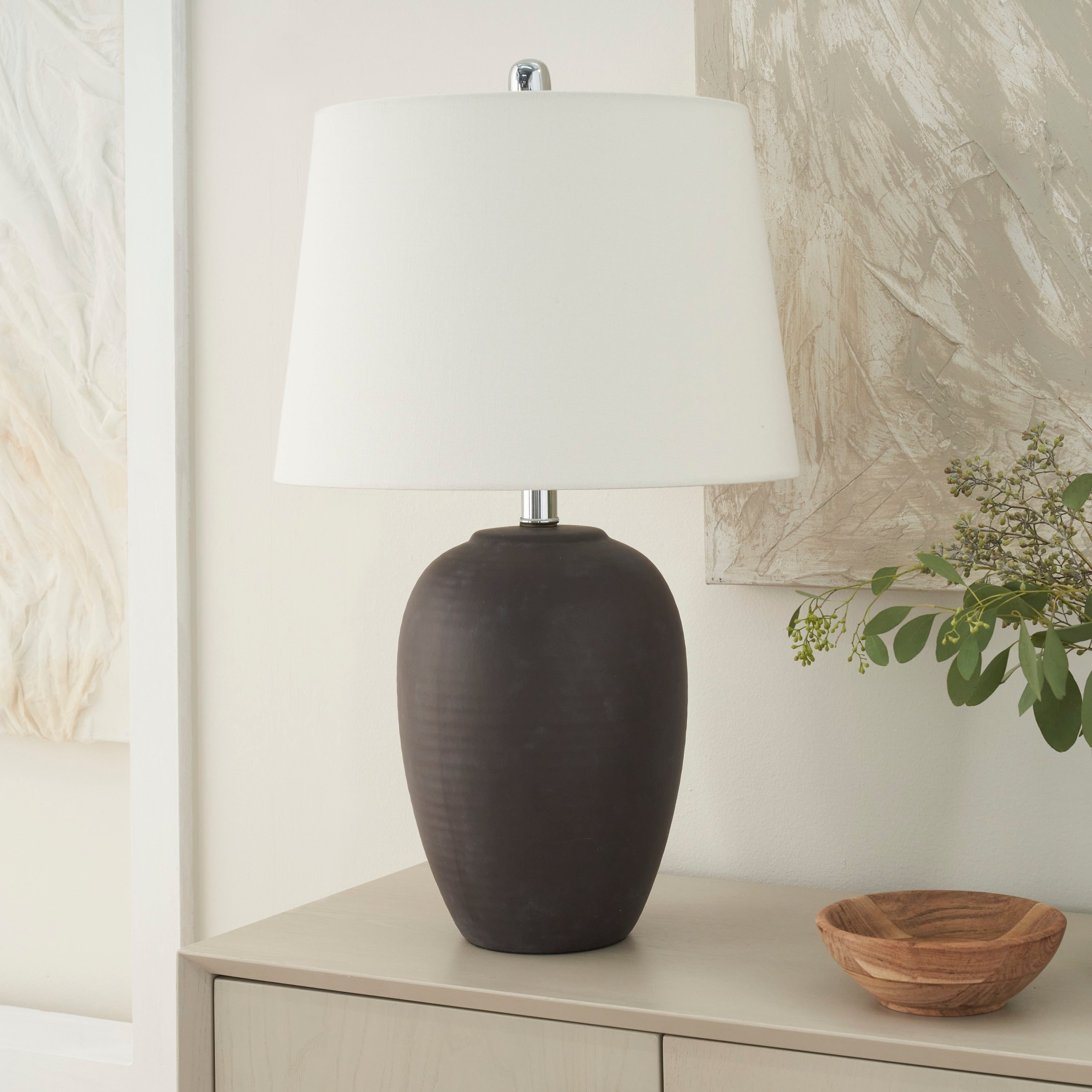 Nourison 23 Unglazed Ceramic Jar Table Lamp