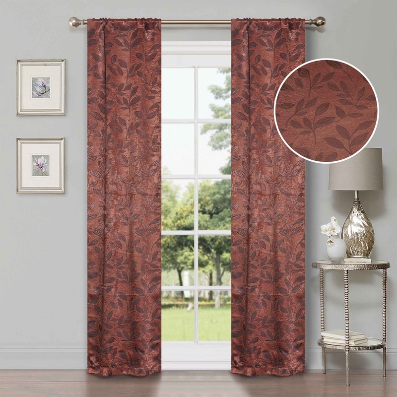 Superior Modern Bohemian Leaves Room Darkening Blackout Curtains, Rod Pocket or Grommets, Set of 2