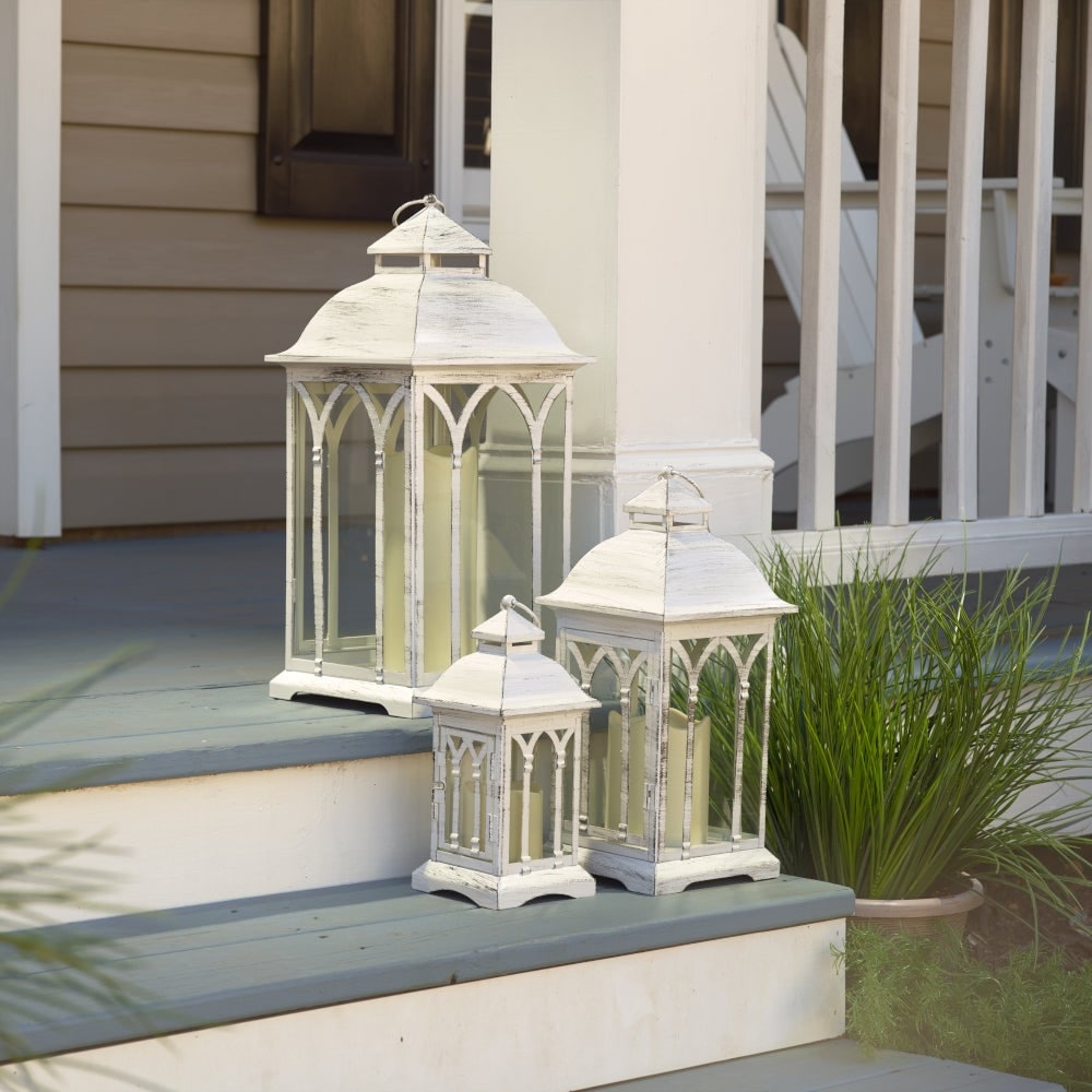 Set of 3 Indoor-Outdoor Lombard Metal Lanterns