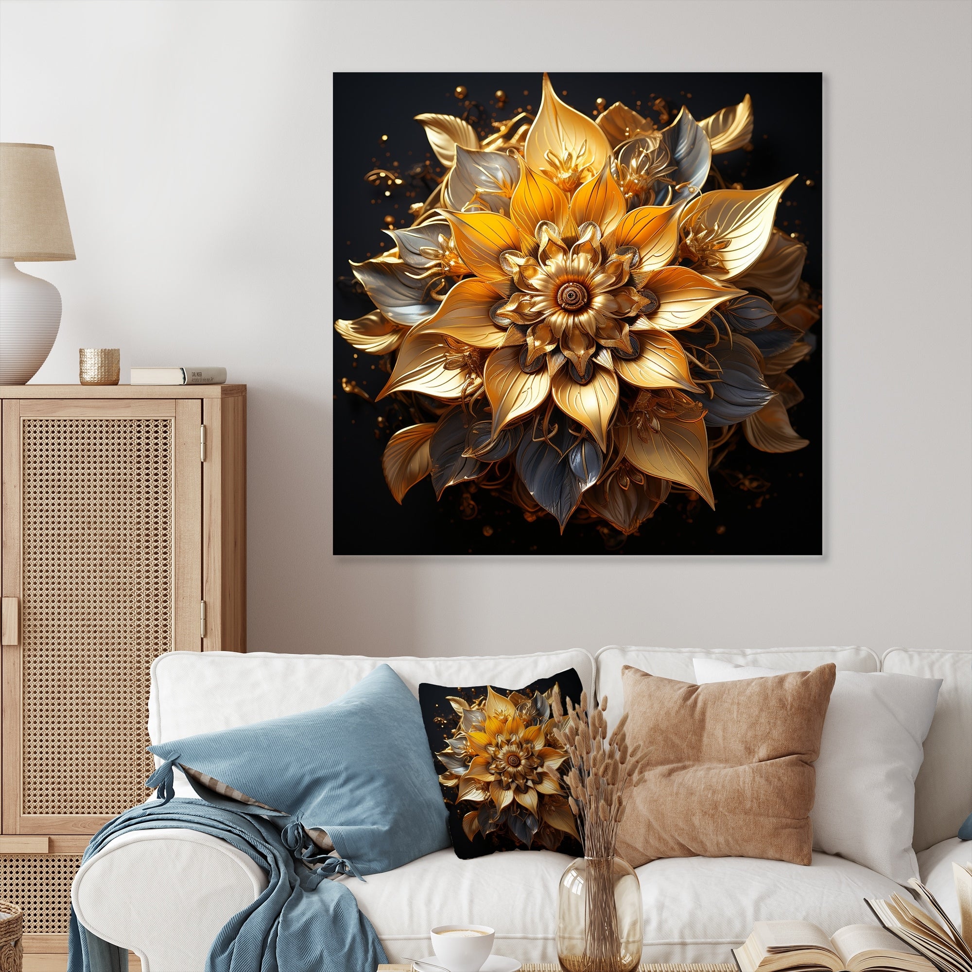 Designart Gilded Circles Mandala In Gold III Boho Mandala Metal Wall Art Decor - Traditional Gold Metal Art Work