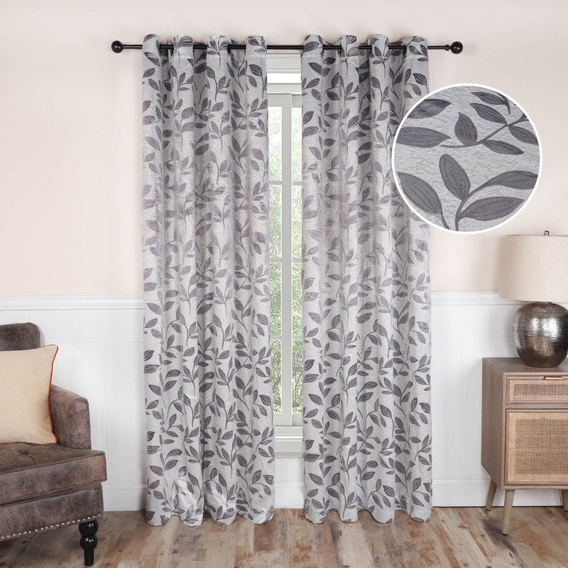 Superior Modern Bohemian Leaves Room Darkening Blackout Curtains, Rod Pocket or Grommets, Set of 2