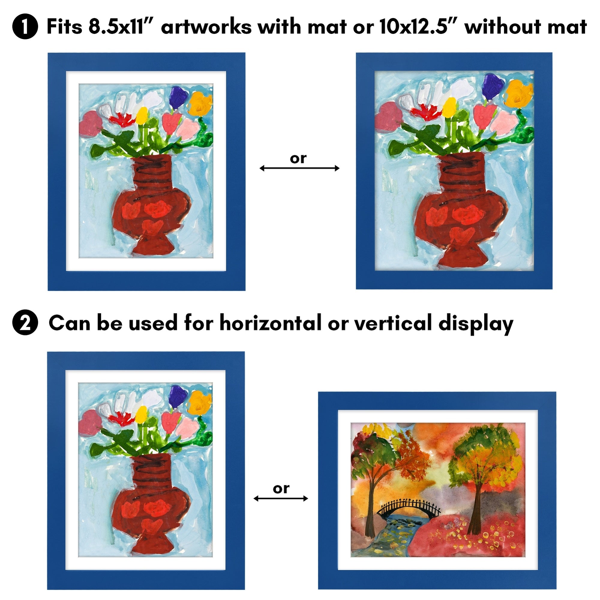 Americanflat 10x12.5 Front-loading Kids Art Frame with Mat