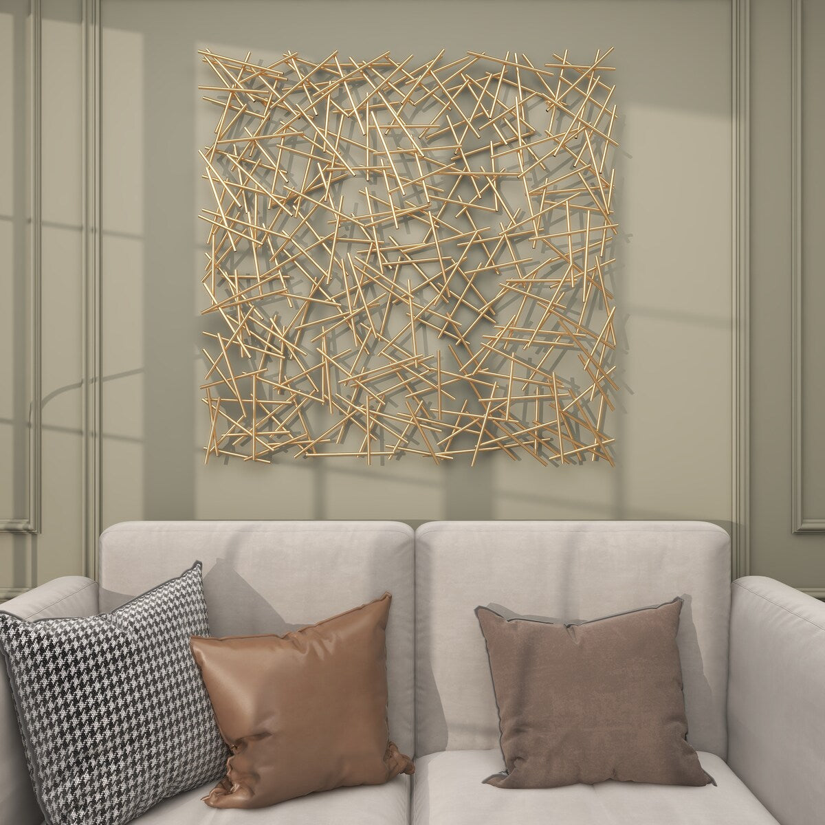 Metal Geometric Overlapping Lines Home Wall Decor - Gold - Roche River Decor