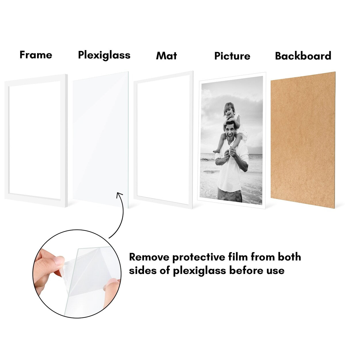 Americanflat 5 Pack of Picture Frames with Mat - Plexiglass Cover