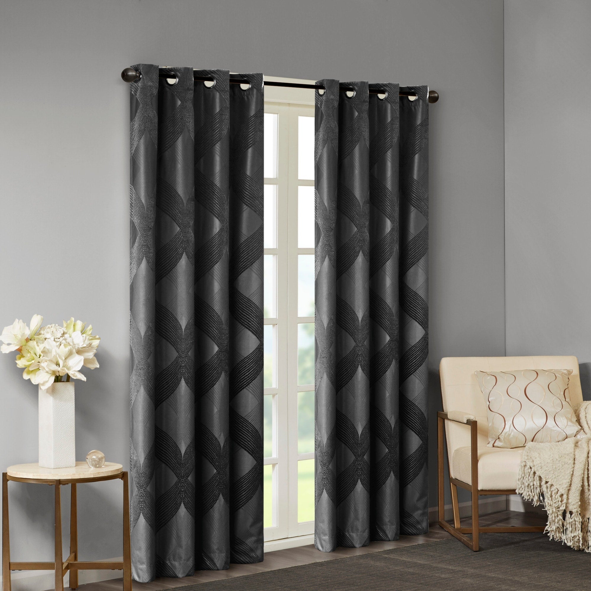 SunSmart Abel Ogee Knitted Jacquard Total Blackout Curtain Panel