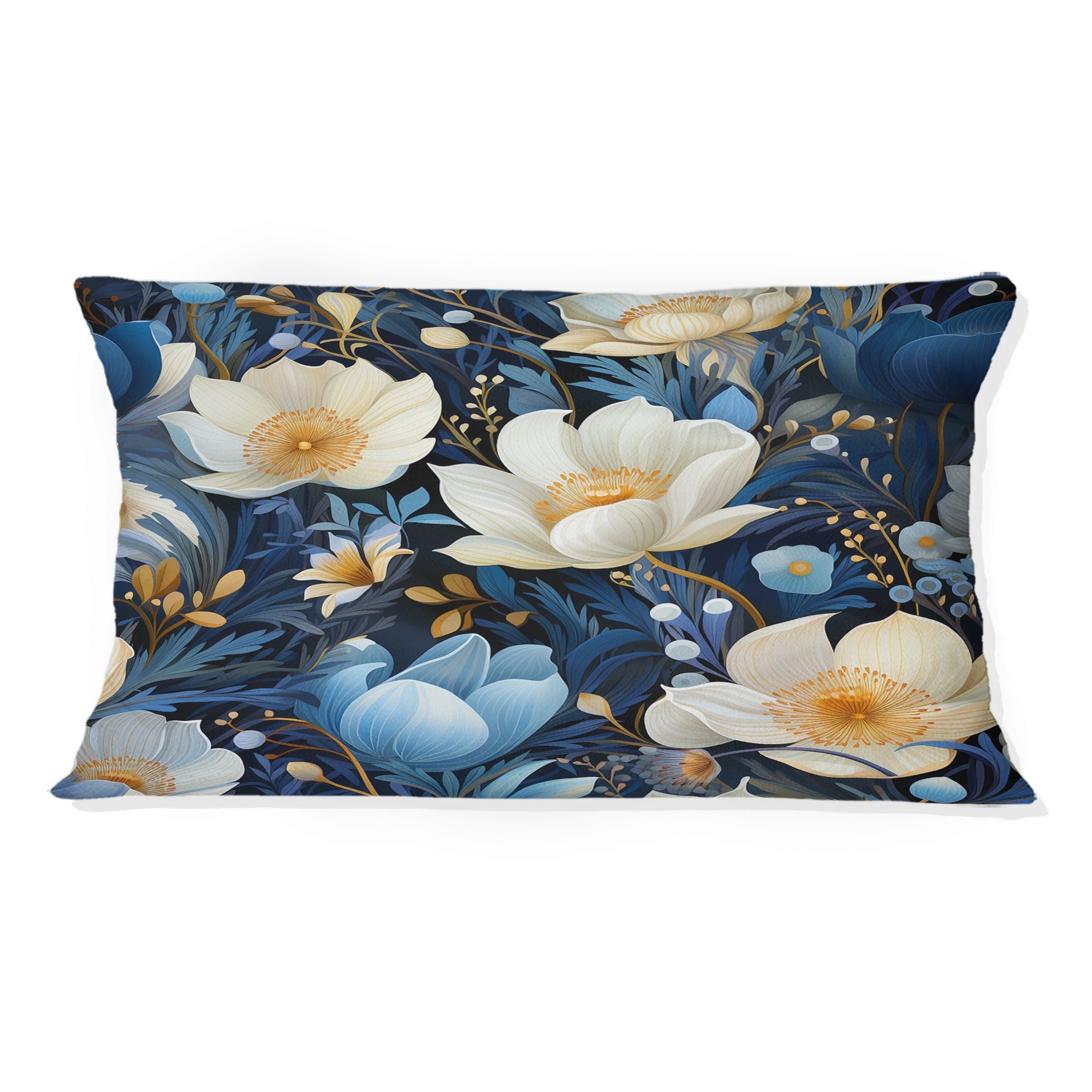 Designart Blue Oasis Floral Blooming Garden Floral Printed Throw Pillow