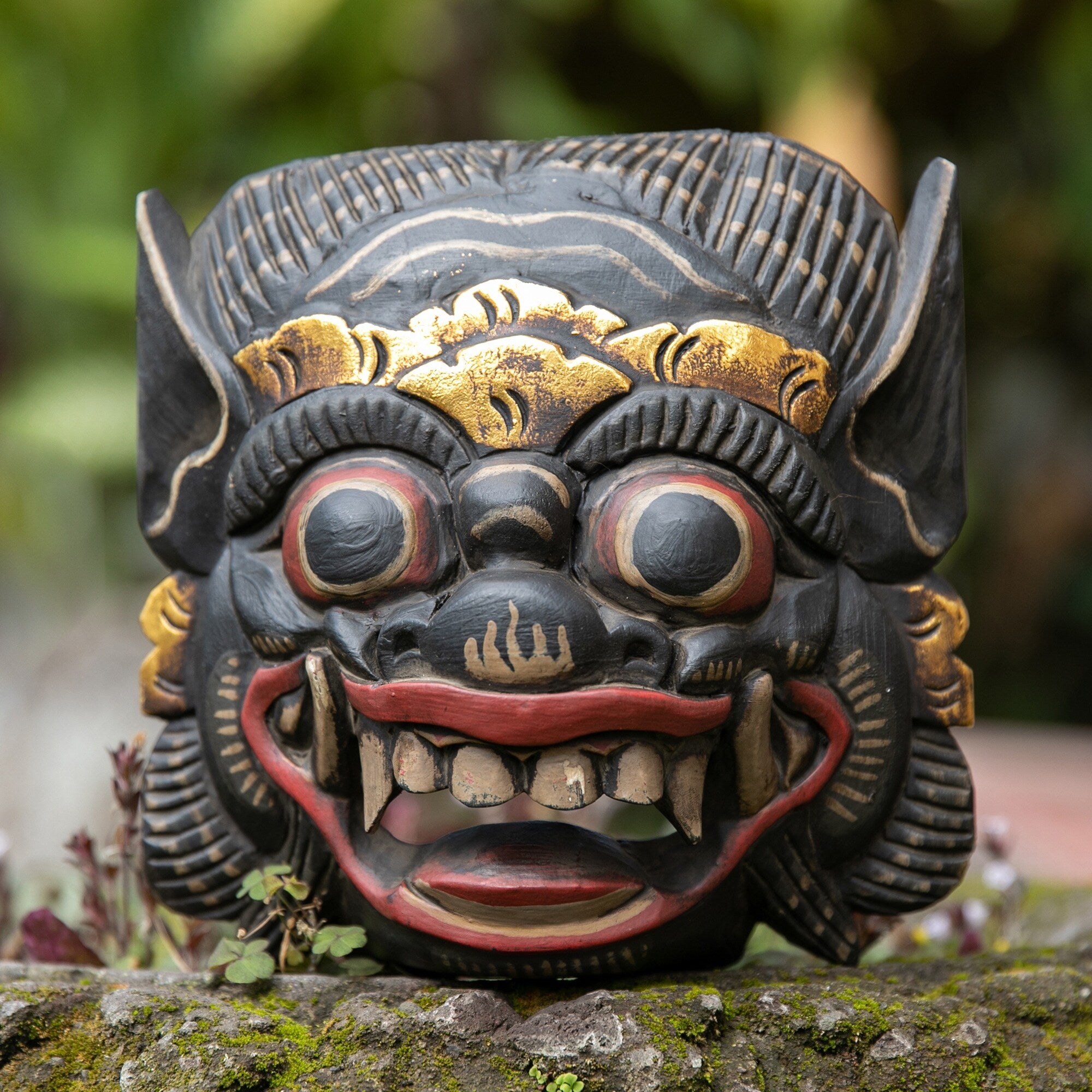 Novica Handmade Mysterious Barong Wood Mask