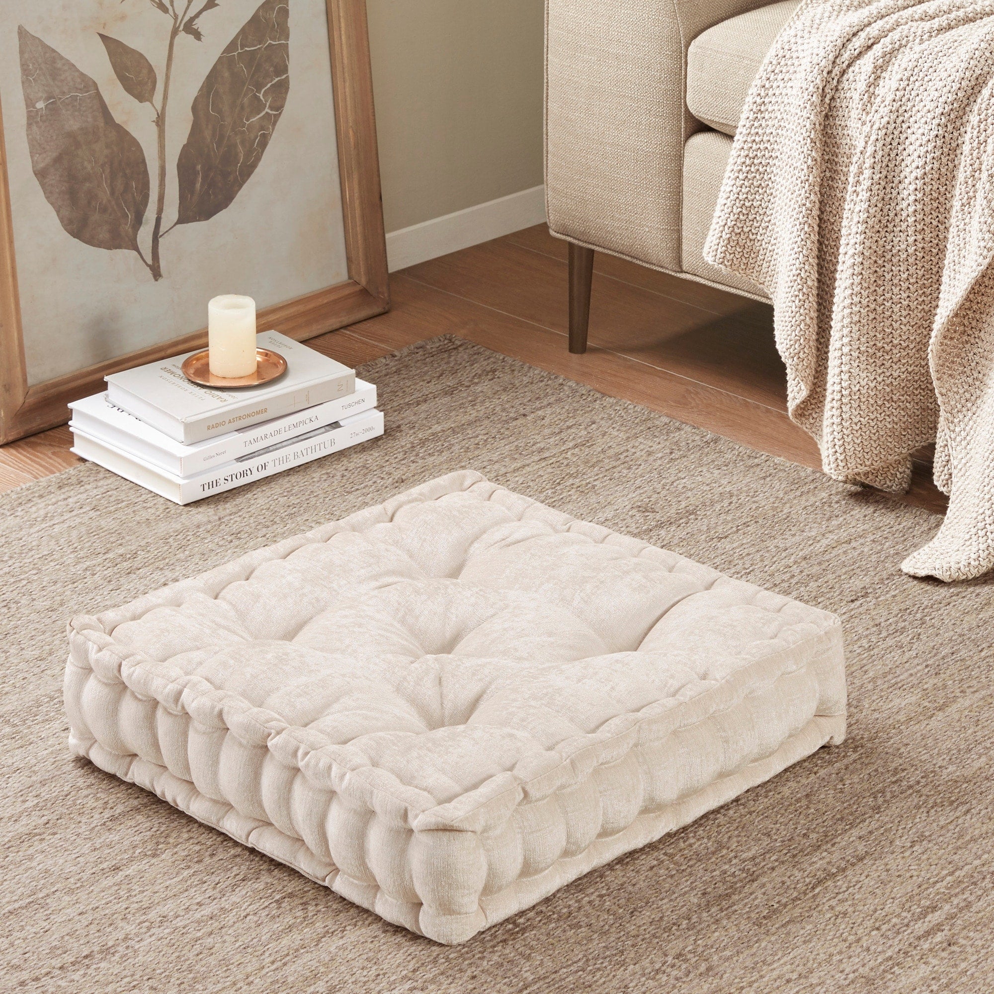 Intelligent Designs Charvi Poly Chenille Square Floor Pillow Cushion