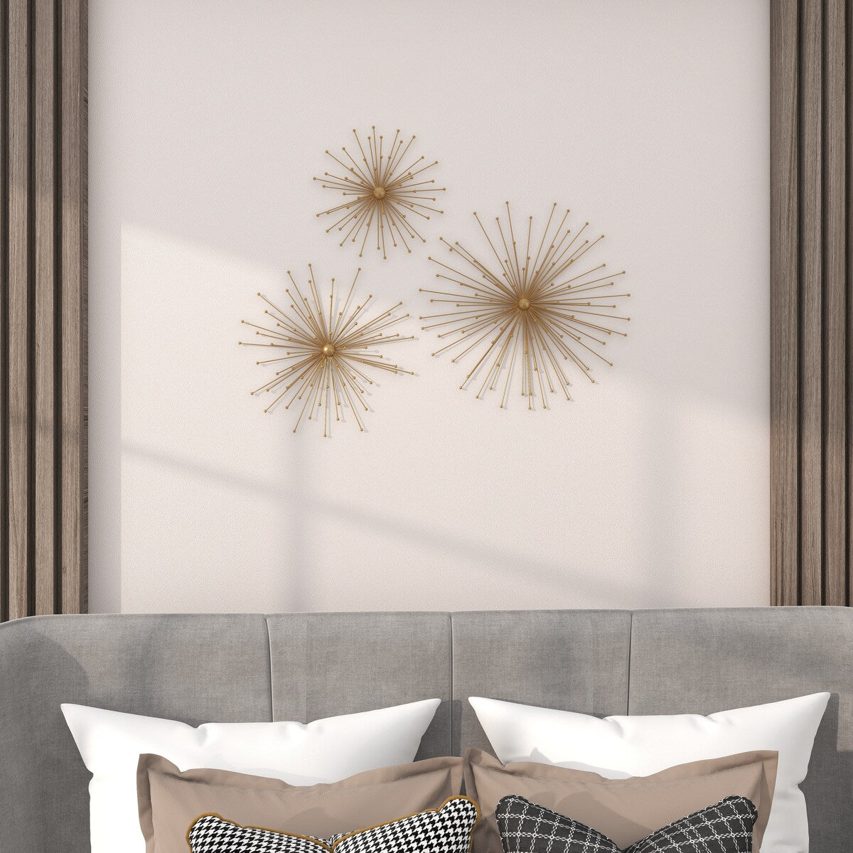 Metal Starburst 3D Home Wall Decor - Set of 3 Gold - Roche River Decor