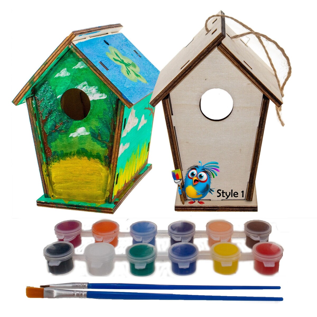 DIY Birdhouse Homemade Wooden - Build Your Own Bird House w/ Easy Painting Kit