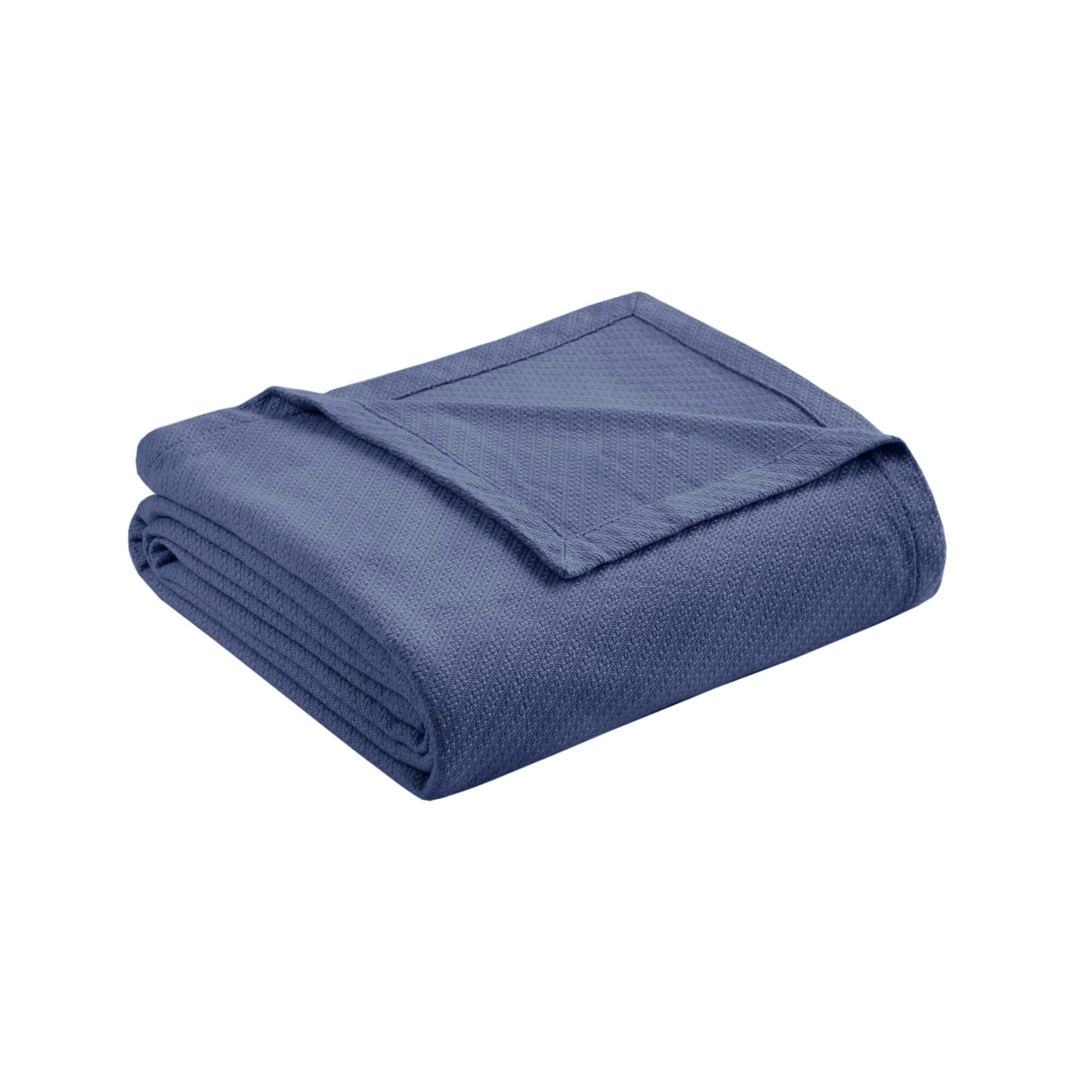 Madison Park Liquid Solid Colored Woven Cotton Blanket