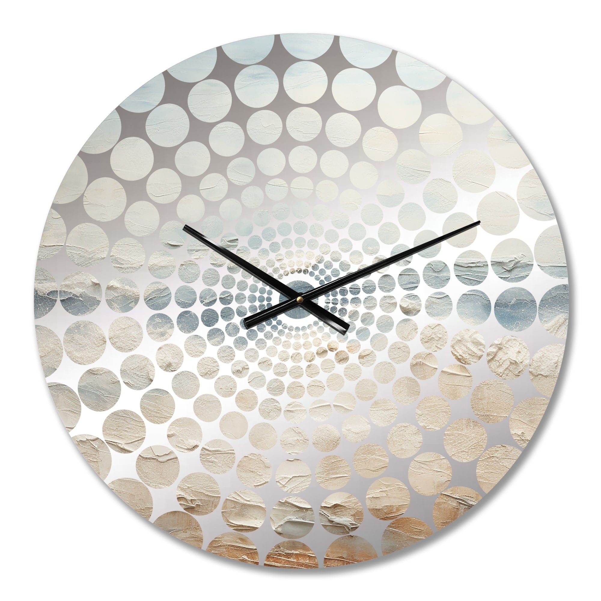 Designart Modern Coastal Beige And Grey River Beige Coastal Ocean Oversized Wall Clocks For Bedroom