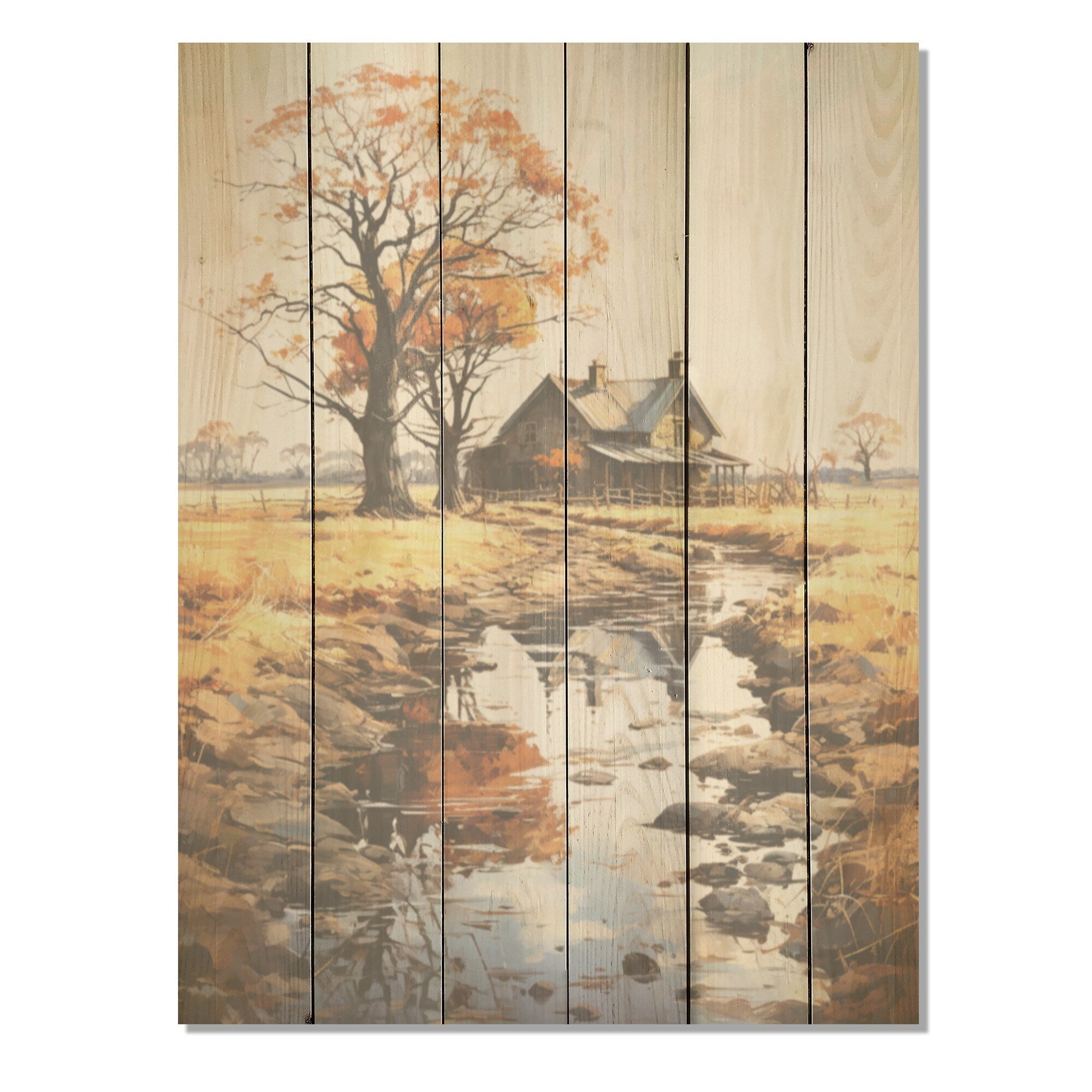 Designart Farmhouse Rustic Retreat I Countryside Wood Wall Decor - Country Brown Wood Panel On Natural Pine Wood