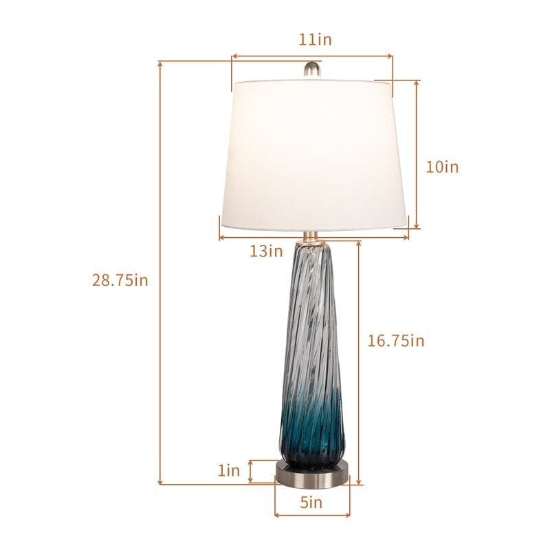 28.75 Gradient Blue Bedside Table Lamp Set (Set of 2)