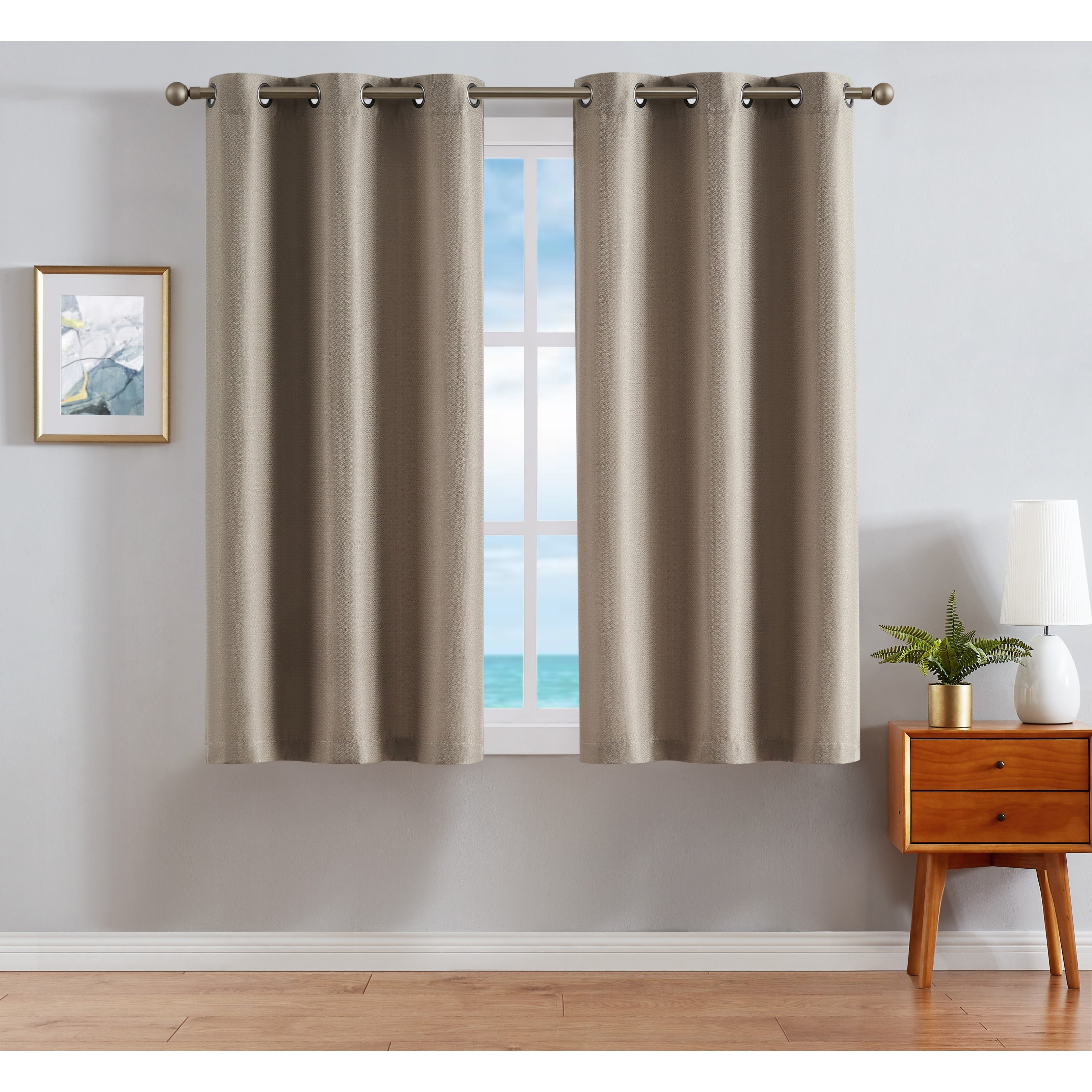 Nautica Milton Thermal Woven Room Darkening Grommet Window Curtain Panel Pair