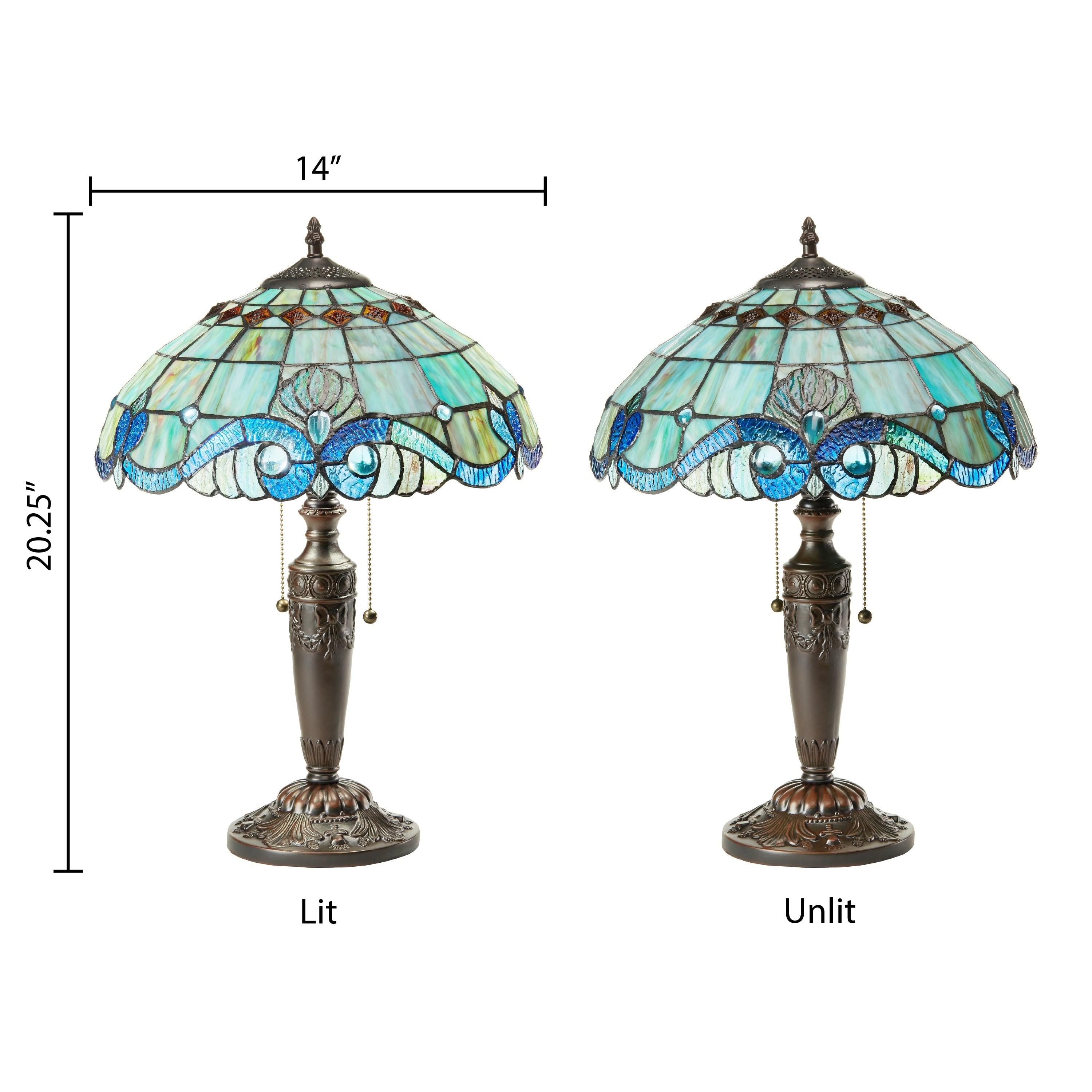 Gracewood Hollow Asdreni 20-inch Stained Glass Tiffany Lamp - 14L x 14W x 20.25H