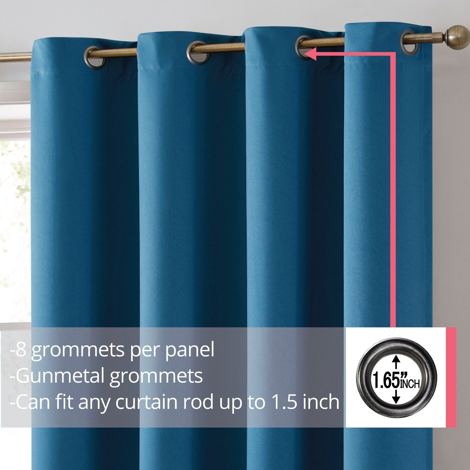 HLC.me Laurance 100% Blackout Curtains - Thermal Insulation Energy Efficient Grommet Window Curtains, Set of 2