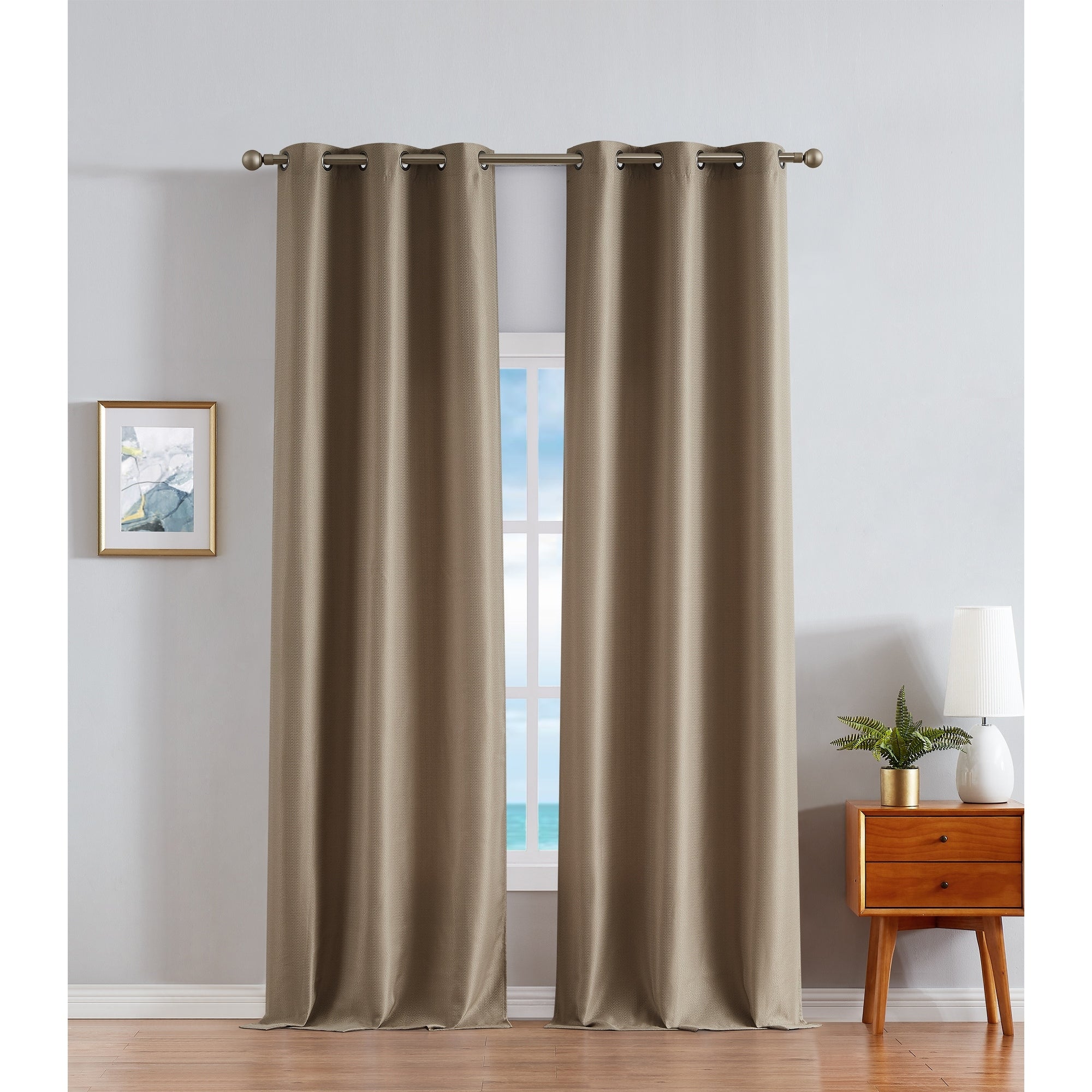 Nautica Milton Thermal Woven Room Darkening Grommet Window Curtain Panel Pair