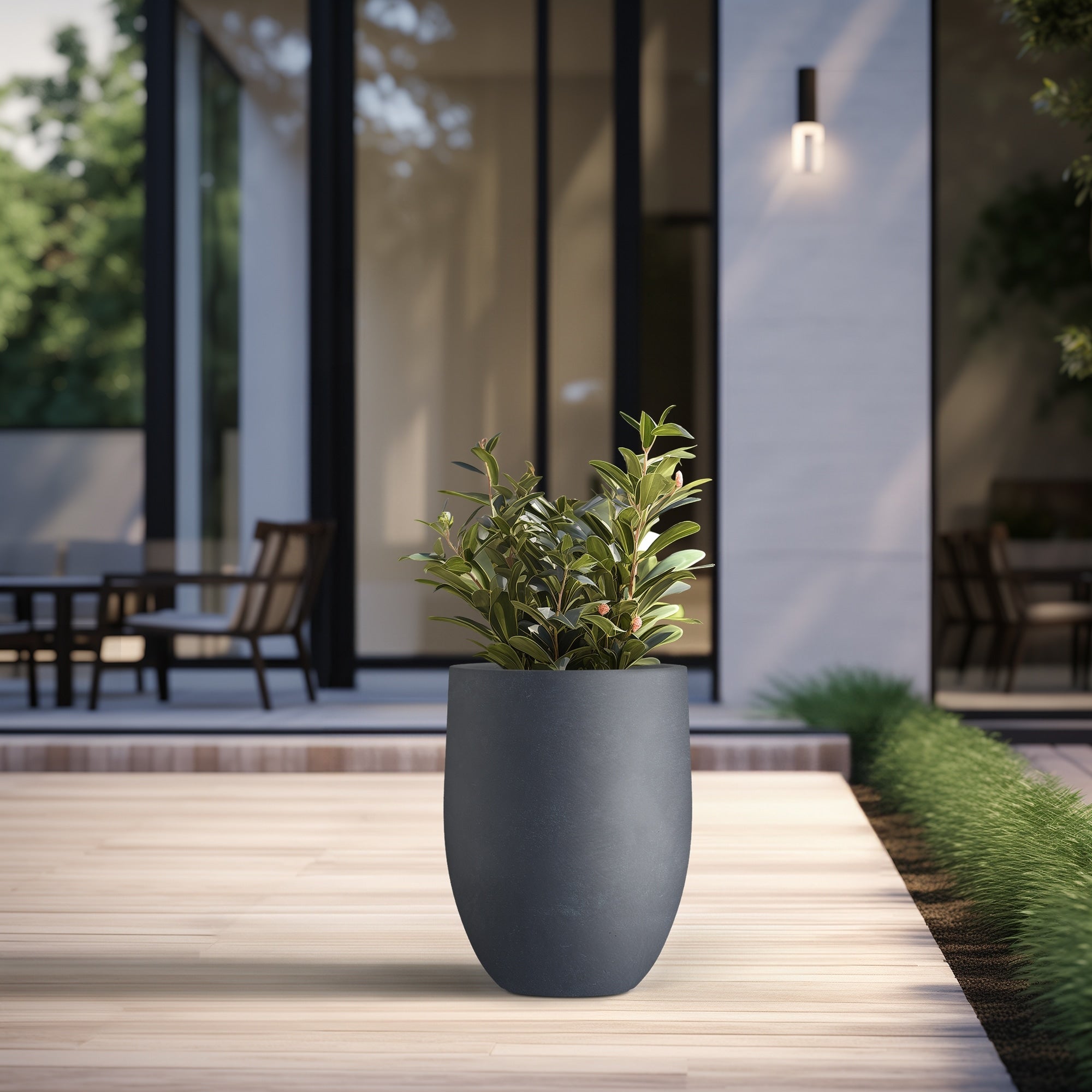 Tall Concrete Round Plant Pots / Large Indoor and Outdoor flower Planters