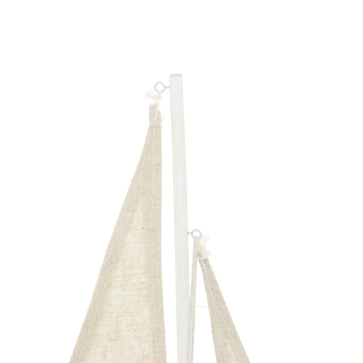 Wood Sail Boat Distressed Decorative Sculpture with Cream Linen Sails and Brown Accents - Blue - Roche River Decor