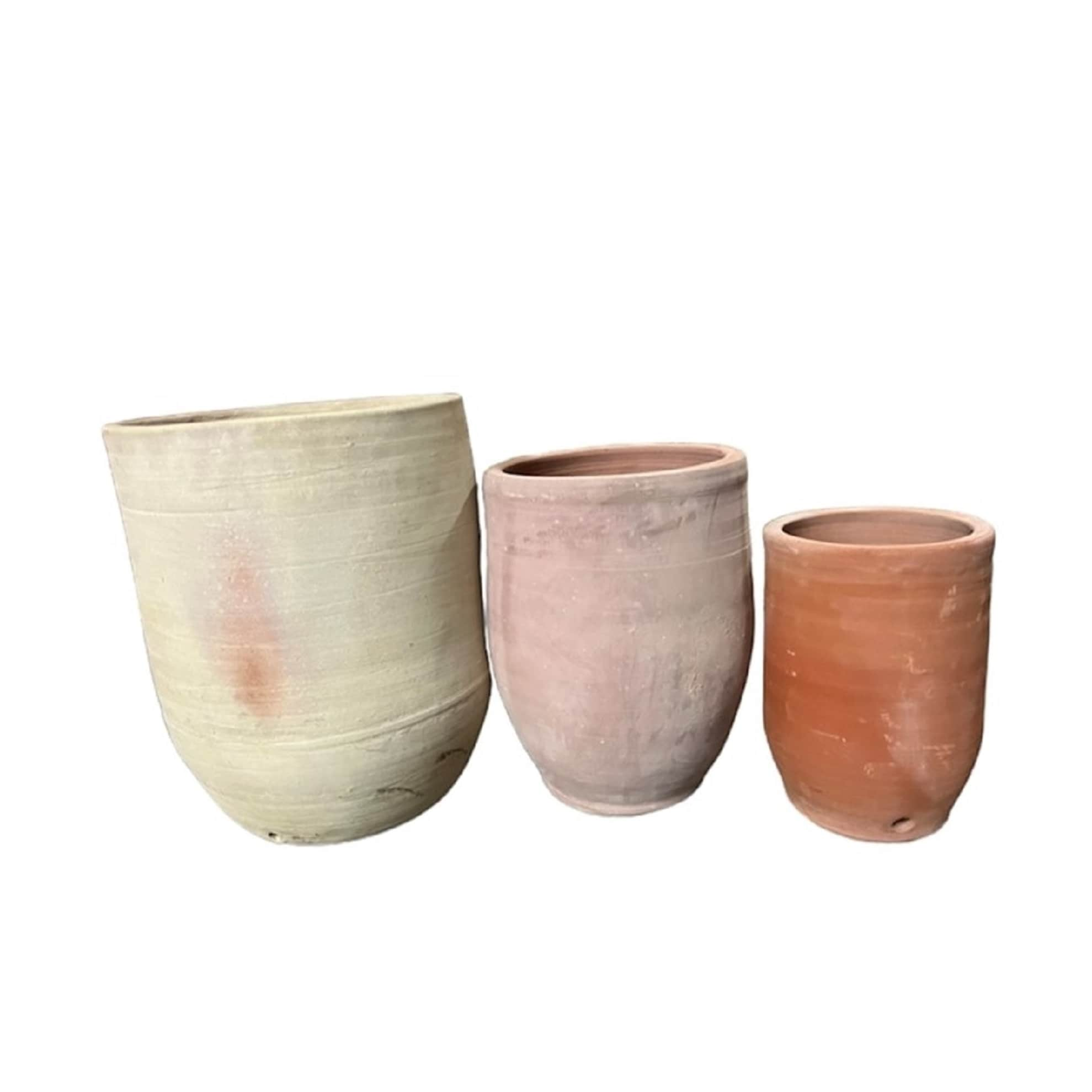 Set of 3 Amphora Pots Terracotta - Terracotta