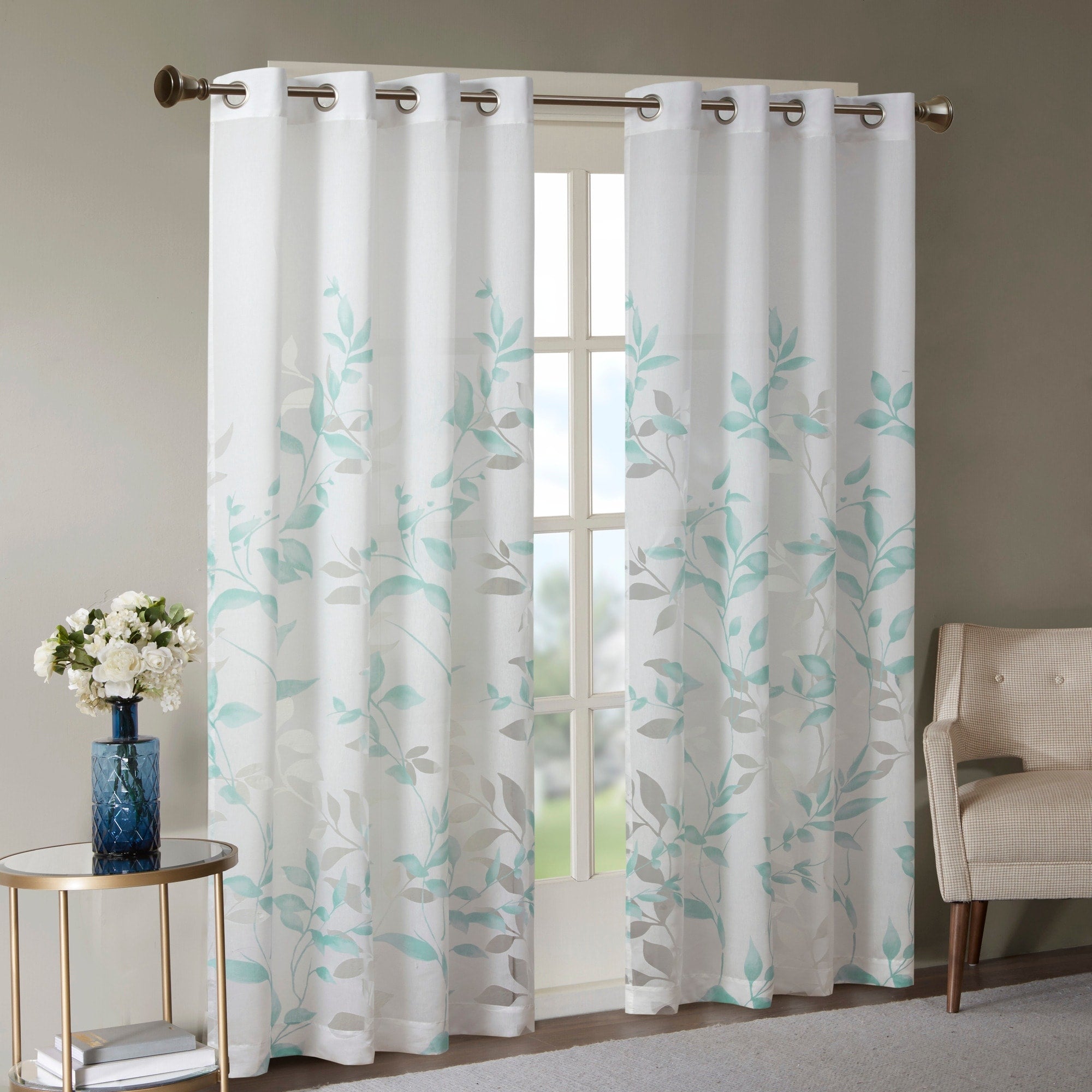 Madison Park Vera Burnout Printed Curtain Panel