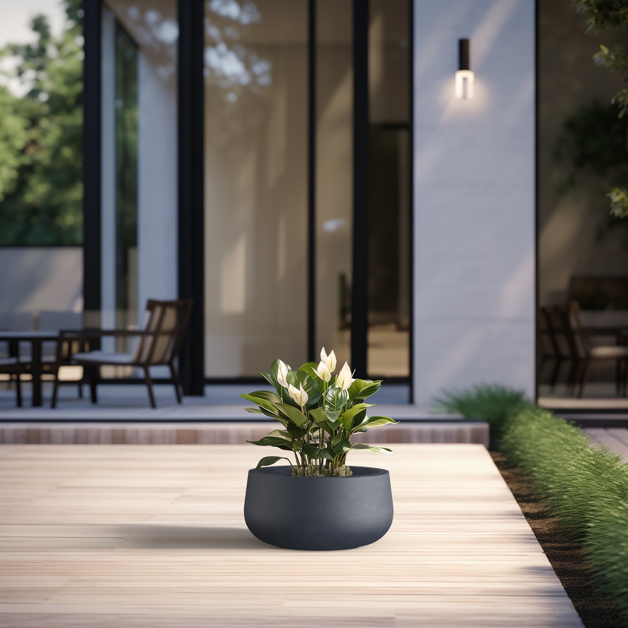 Tall Concrete Round Plant Pots / Large Indoor and Outdoor flower Planters