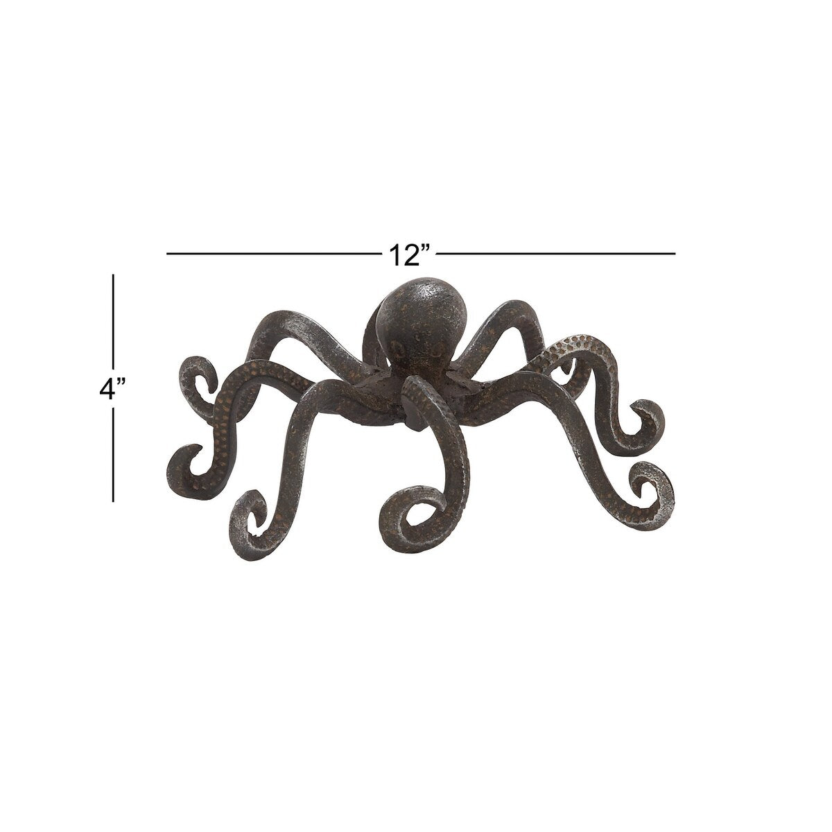 Metal Octopus Decorative Sculpture with Long Tentacles and Suctions Detailing - Black - Roche River Decor