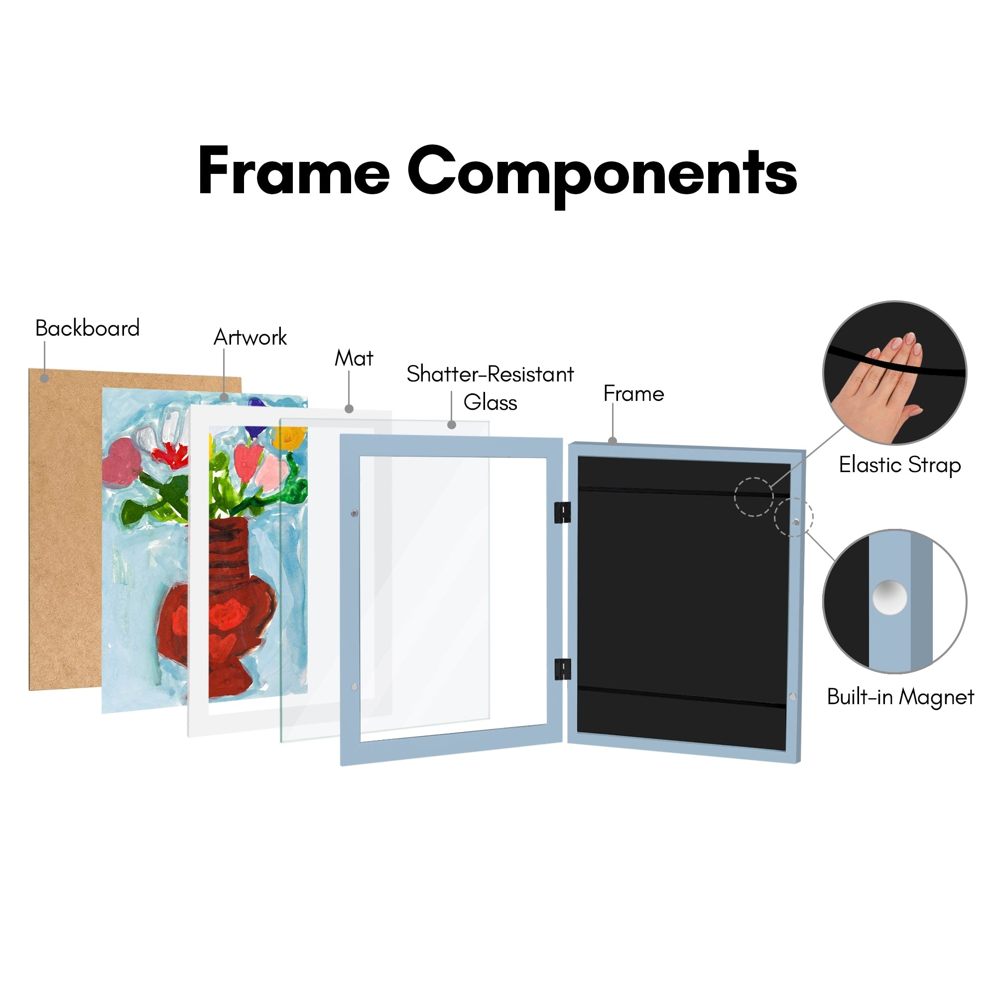 Americanflat 10x12.5 Front-loading Kids Art Frame with Mat