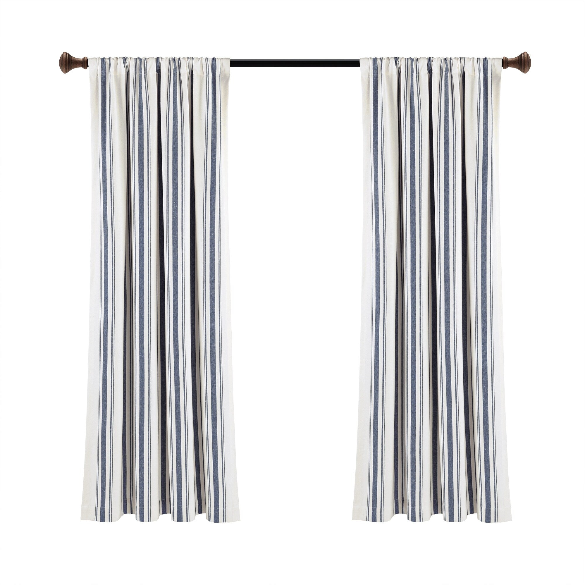 Lush Decor Farmhouse Stripe Yarn Dyed Cotton Window Curtain Panel Pair