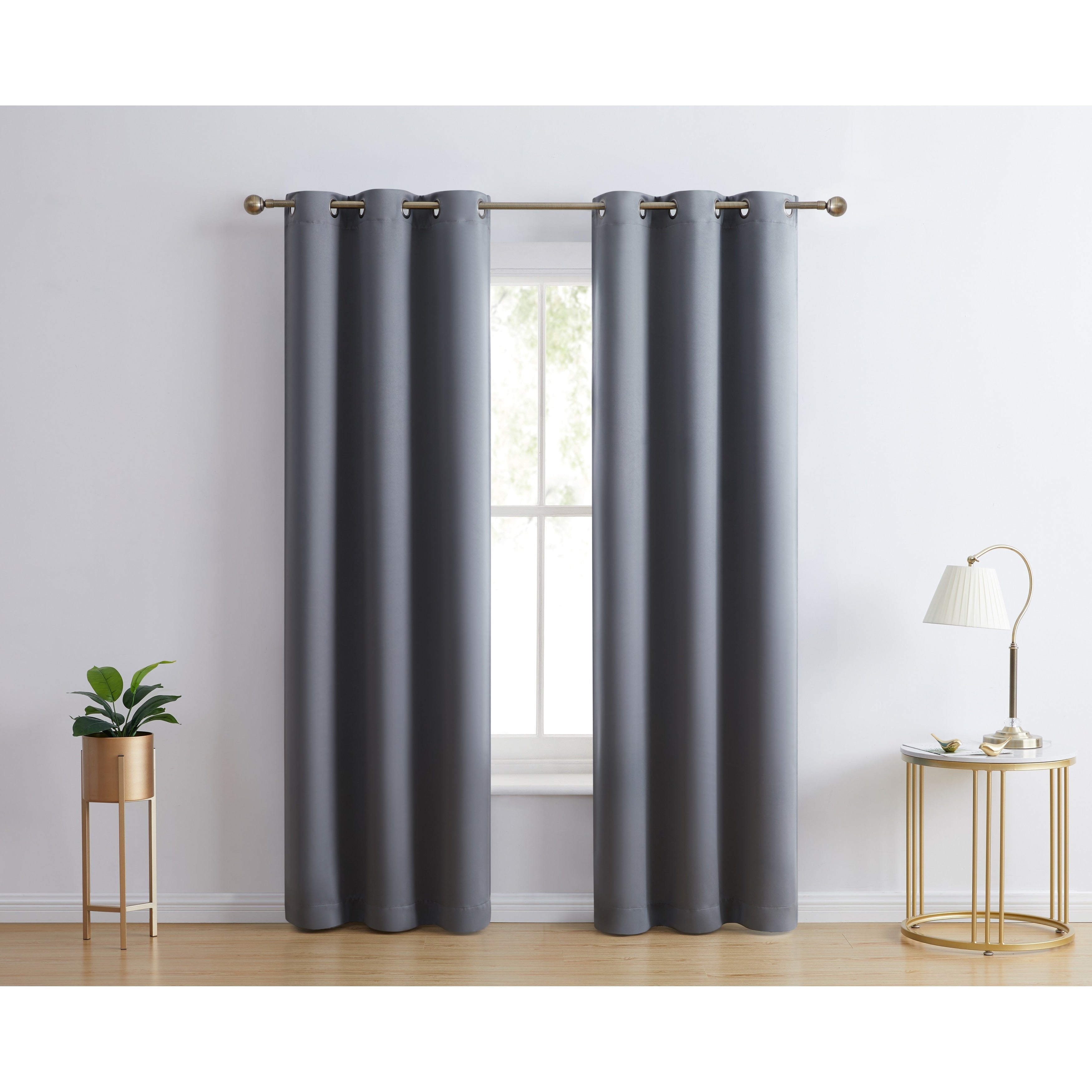 HLC.me Laurance 100% Blackout Curtains - Thermal Insulation Energy Efficient Grommet Window Curtains, Set of 2