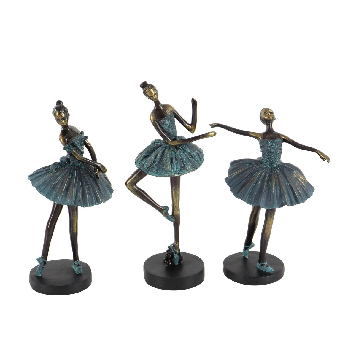 Polystone Dancer Decorative Sculpture - Set of 3 Teal - Roche River Decor