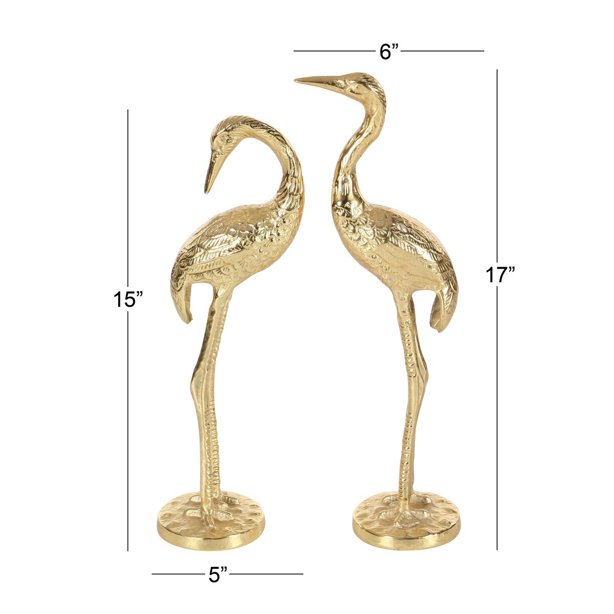 Aluminum Metal Flamingo Decorative Sculpture - Set of 2 Gold - Roche River Decor