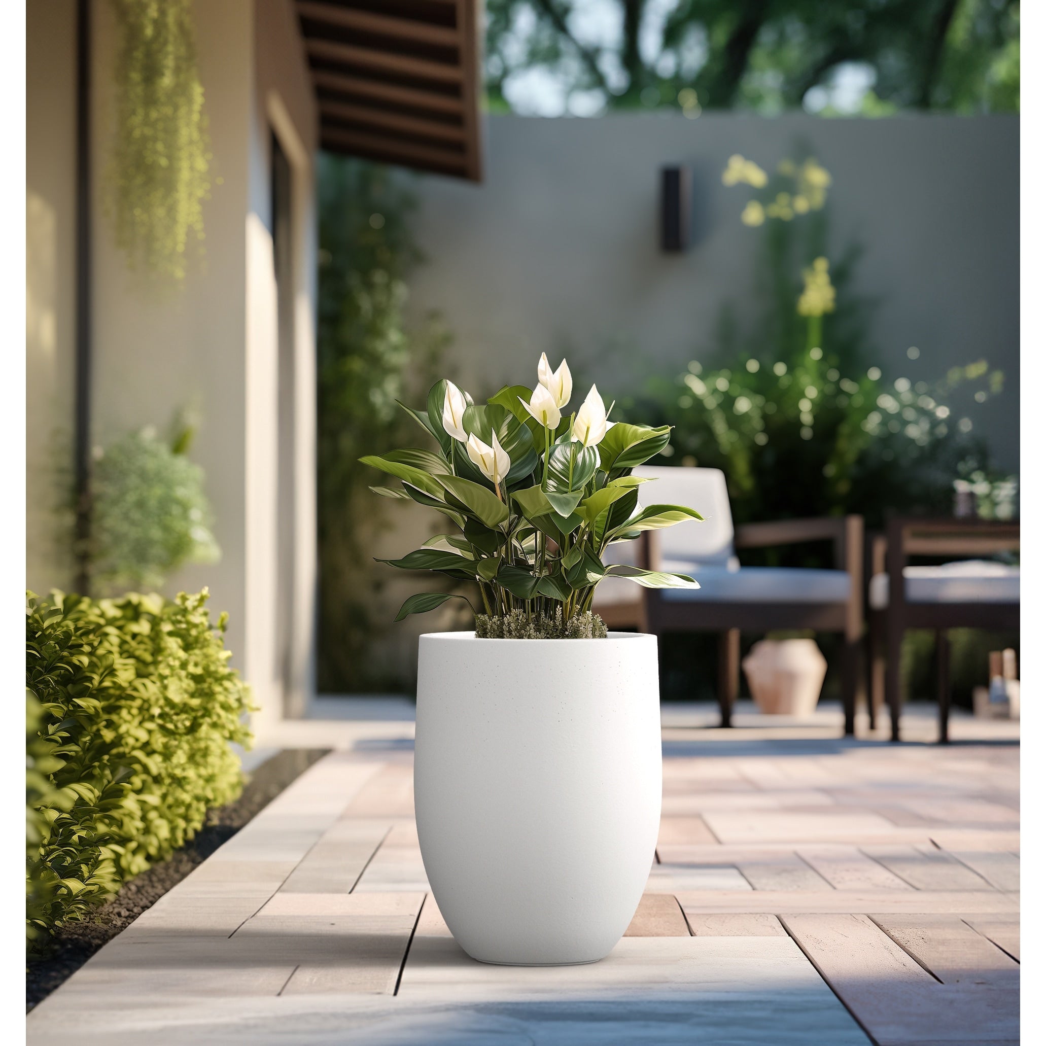 Tall Concrete Round Plant Pots / Large Indoor and Outdoor flower Planters