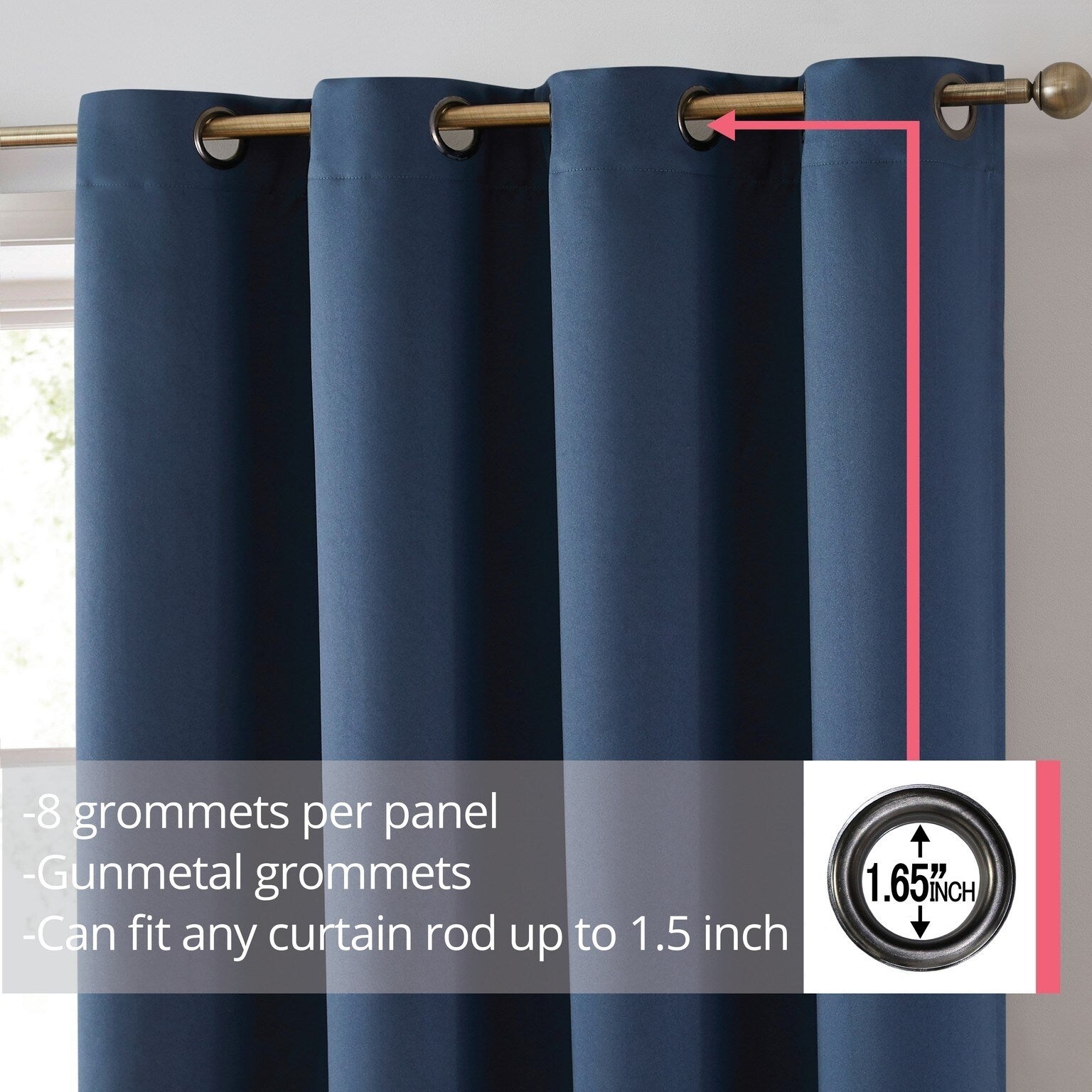 HLC.me Laurance 100% Blackout Curtains - Thermal Insulation Energy Efficient Grommet Window Curtains, Set of 2