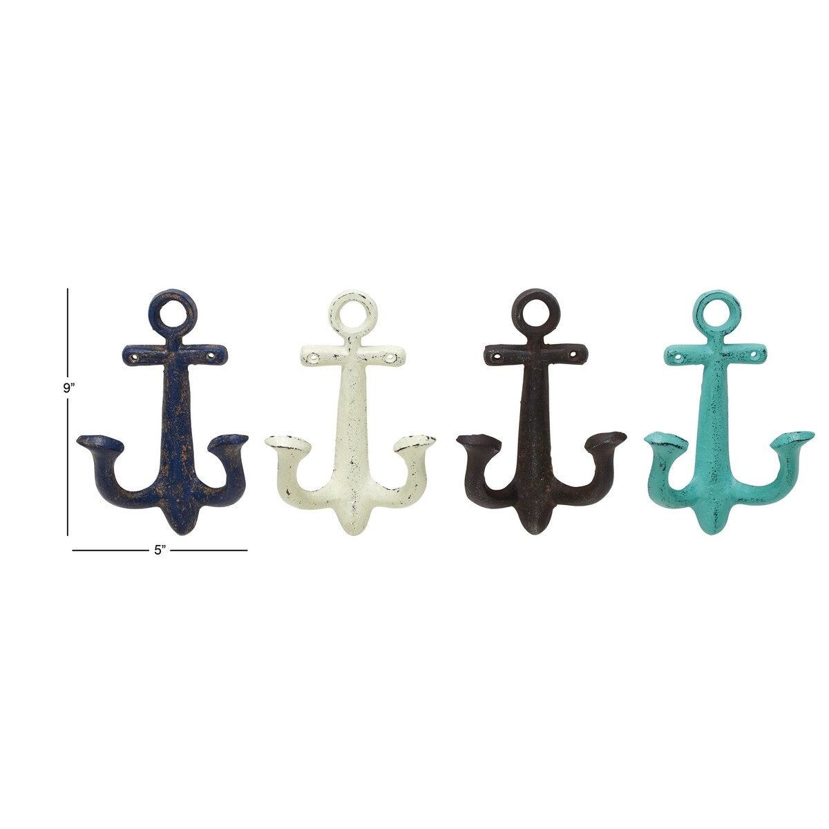 Metal Anchor Single Hanger Wall Hook - Set of 4 Multi Colored - Roche River Decor