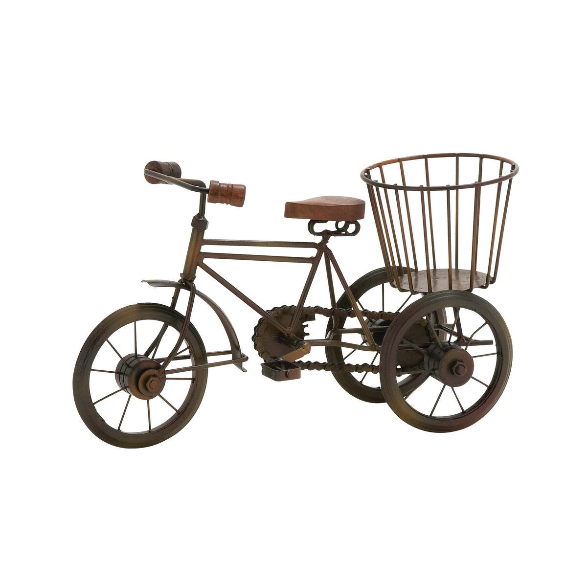 Metal Bike Decorative Sculpture with Wood Accents - Brown - Roche River Decor