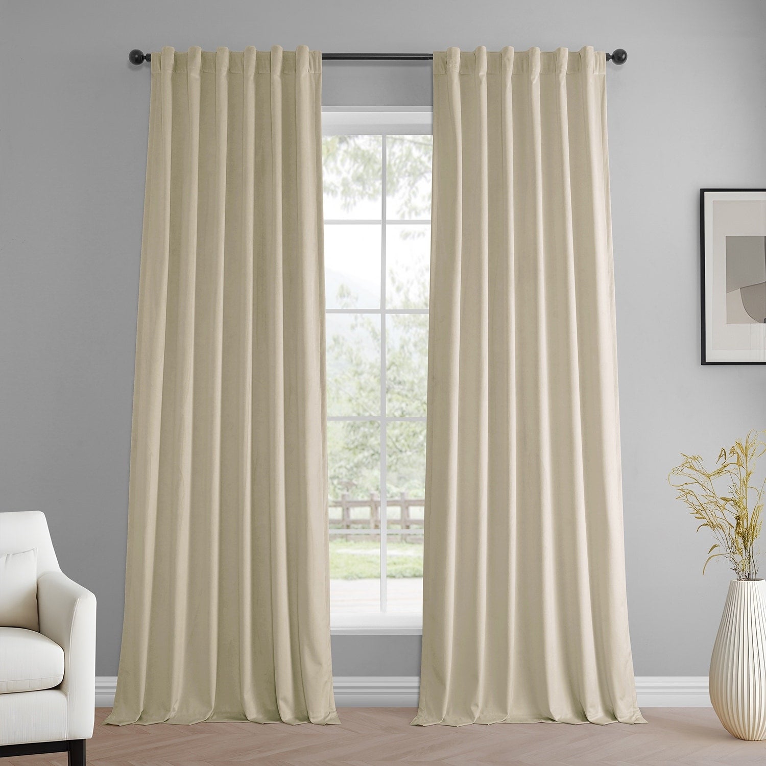 Exclusive Fabrics Simply Velvet Room Darkening Curtains 2 Panels Set - Velvet Window Curtains for Living Room & Bedroom