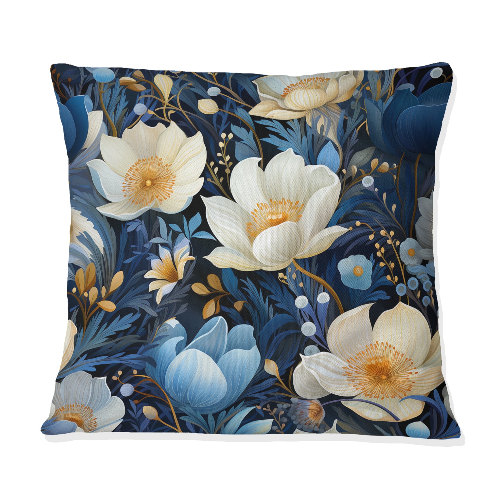 Designart Blue Oasis Floral Blooming Garden Floral Printed Throw Pillow