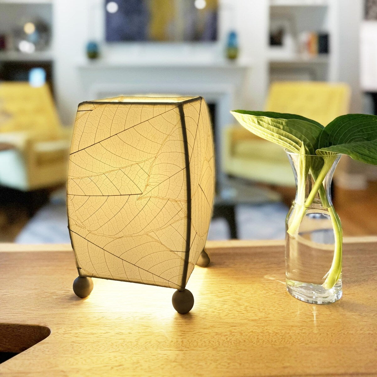 Eangee Handmade Mini Square Cocoa Leaf Lamp