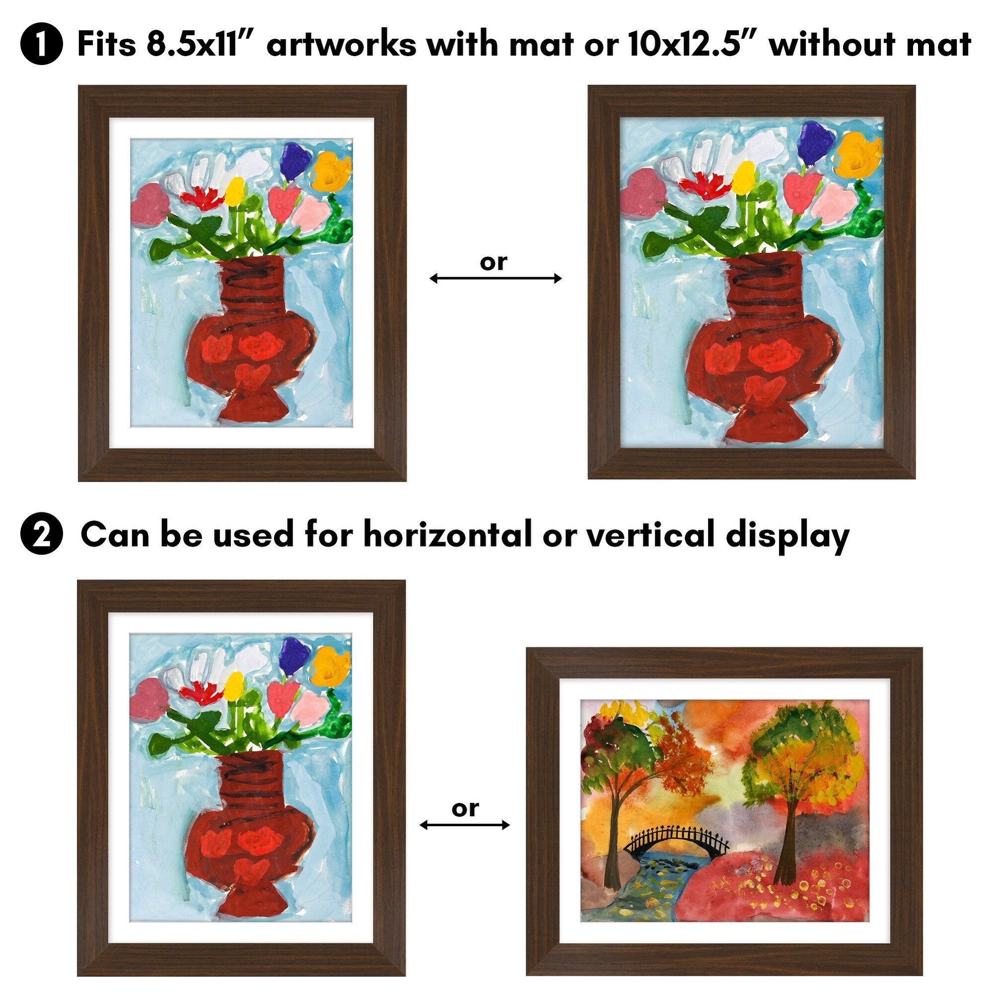 Americanflat 10x12.5 Front-loading Kids Art Frame with Mat