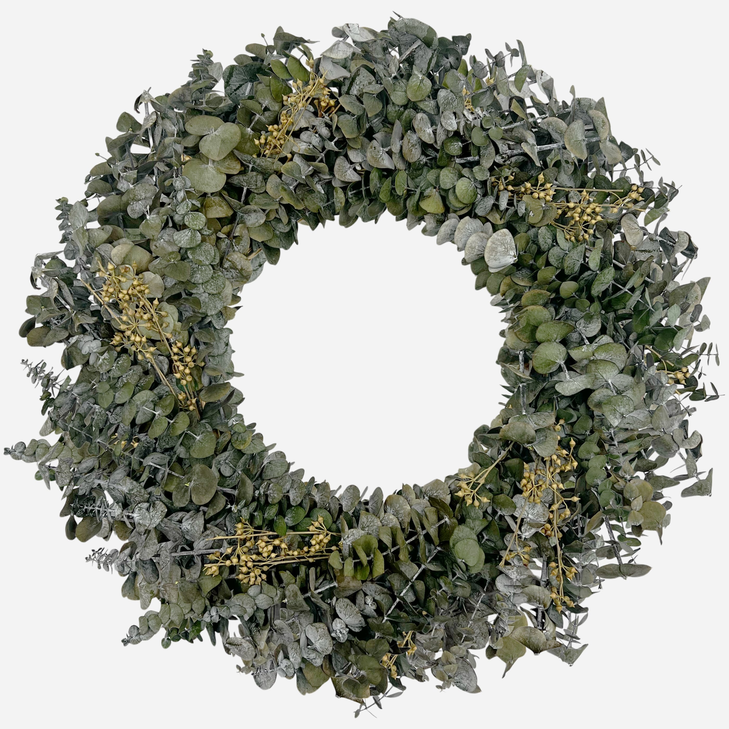 Preserved Decorative Real Dried Eucalyptus Wreath - Green