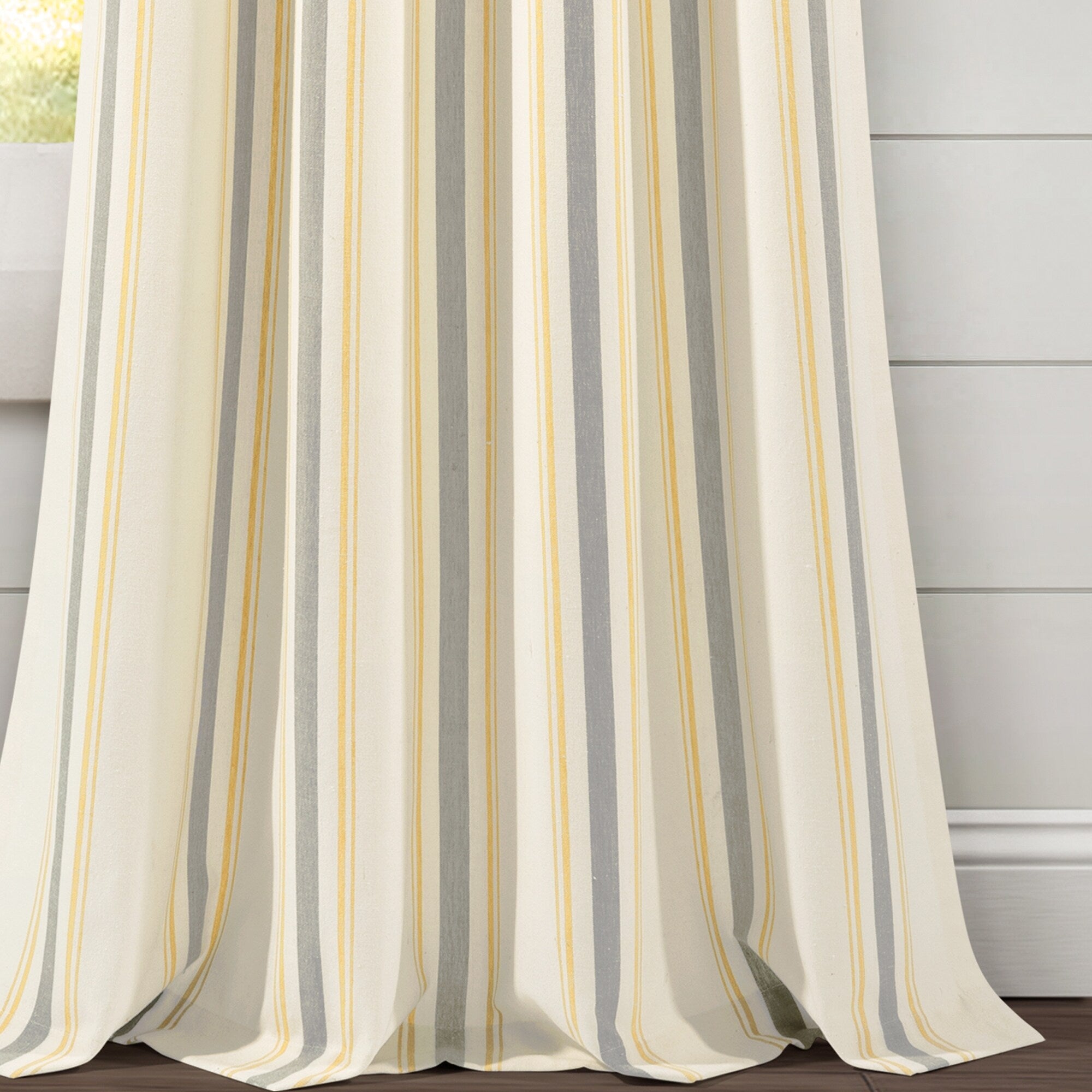 Lush Decor Farmhouse Stripe Yarn Dyed Cotton Window Curtain Panel Pair