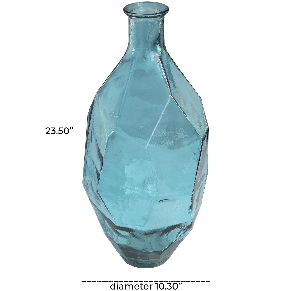 Recycled Glass Handmade Tall Spanish Bottleneck Decorative Vase - Blue or Teal - Roche River Decor