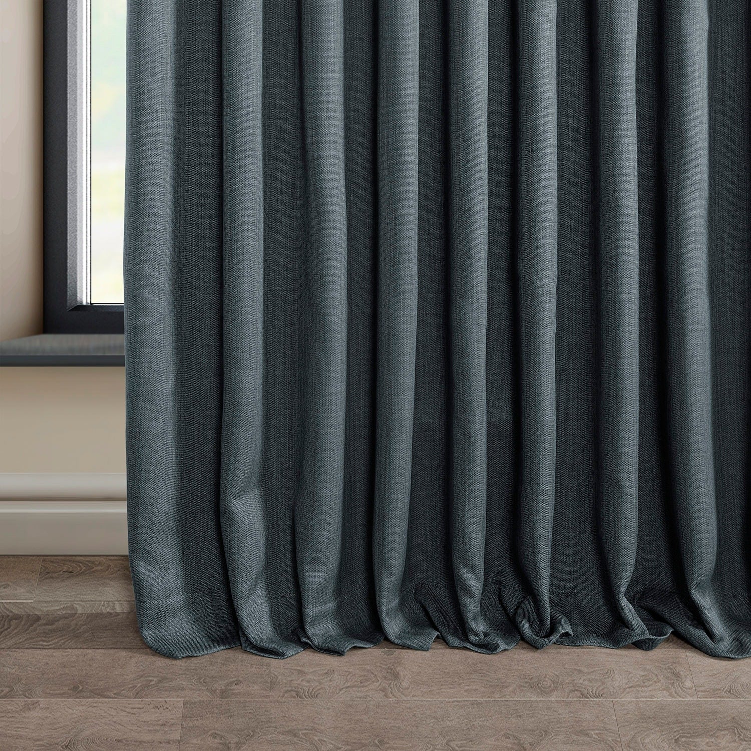 Exclusive Fabrics Faux Linen Extra Wide Room Darkening Curtains (1 Panel)