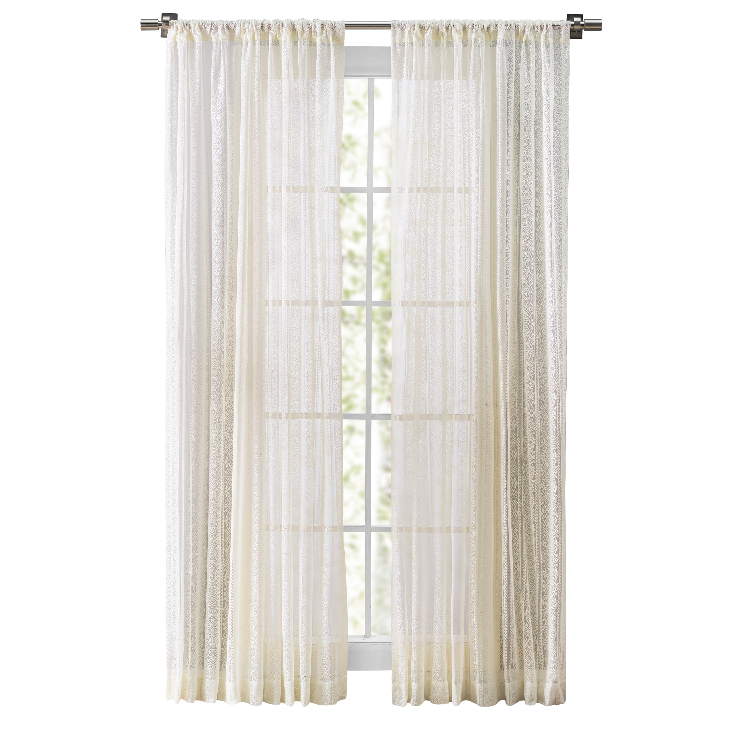 Stripe Lace Gorgeous Sheer Rod Pocket Panel