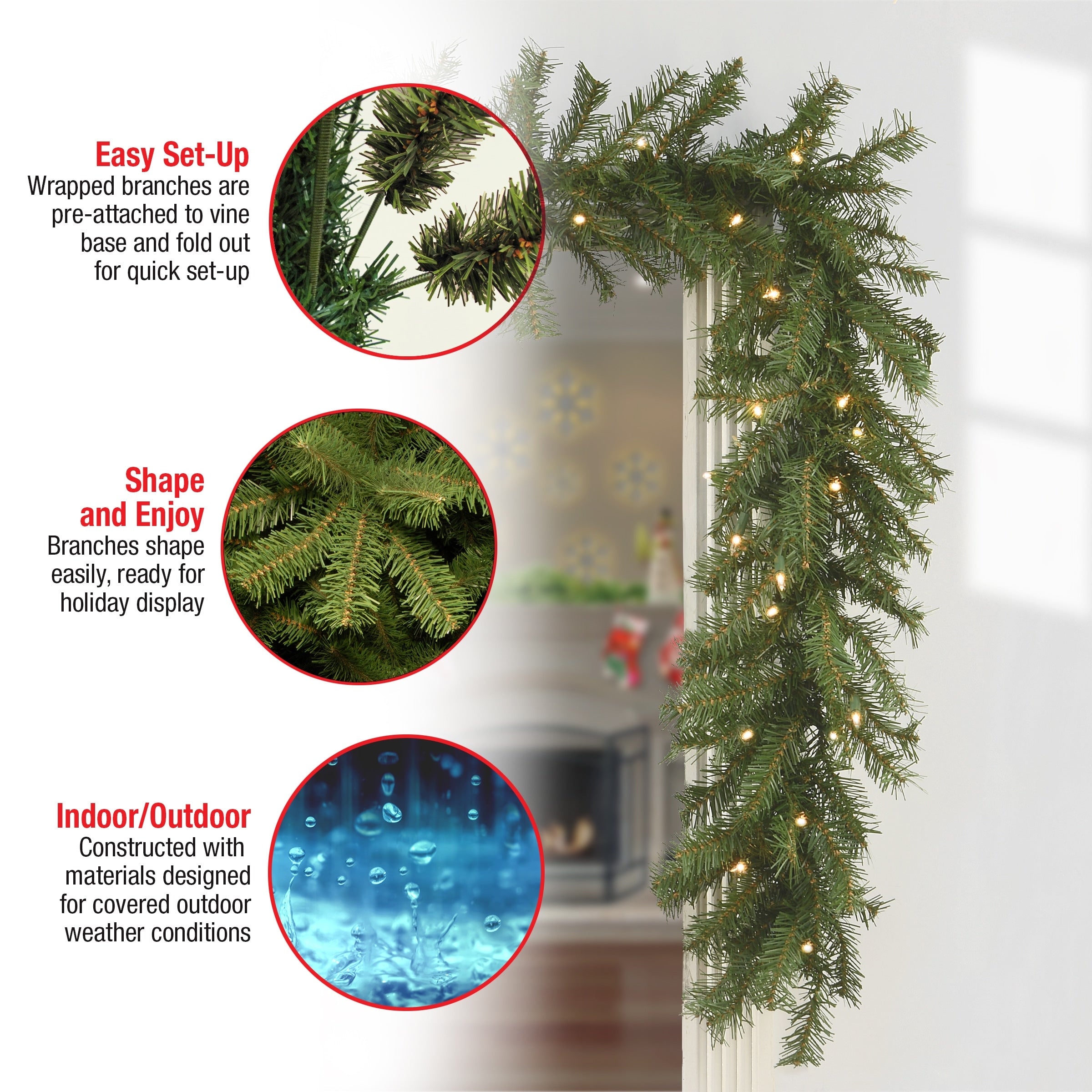 National Tree Company 9 ft. Norwood Fir Garland with Clear Lights - 9 ft