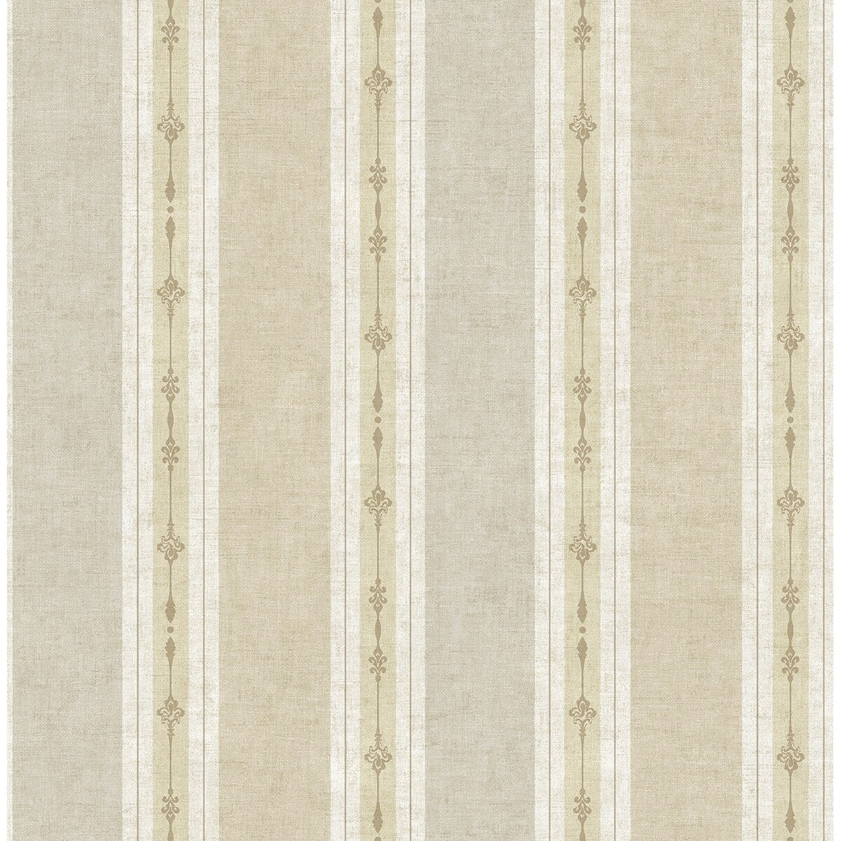 Seabrook Designs Ashlea Fleur De Lis Stripe Unpasted Wallpaper