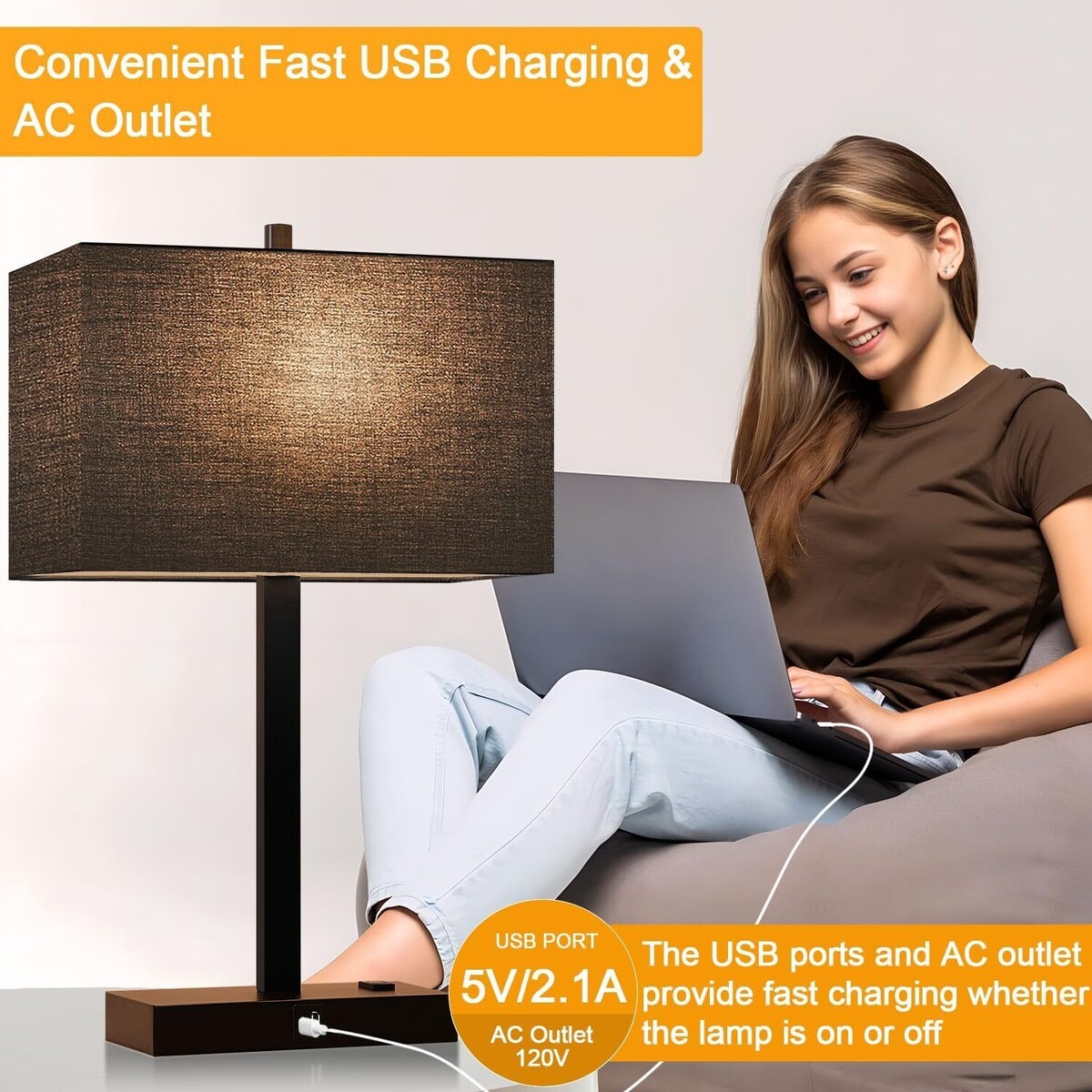 Upgraded, Set of 2 Bedside Touch Control Table Lamp